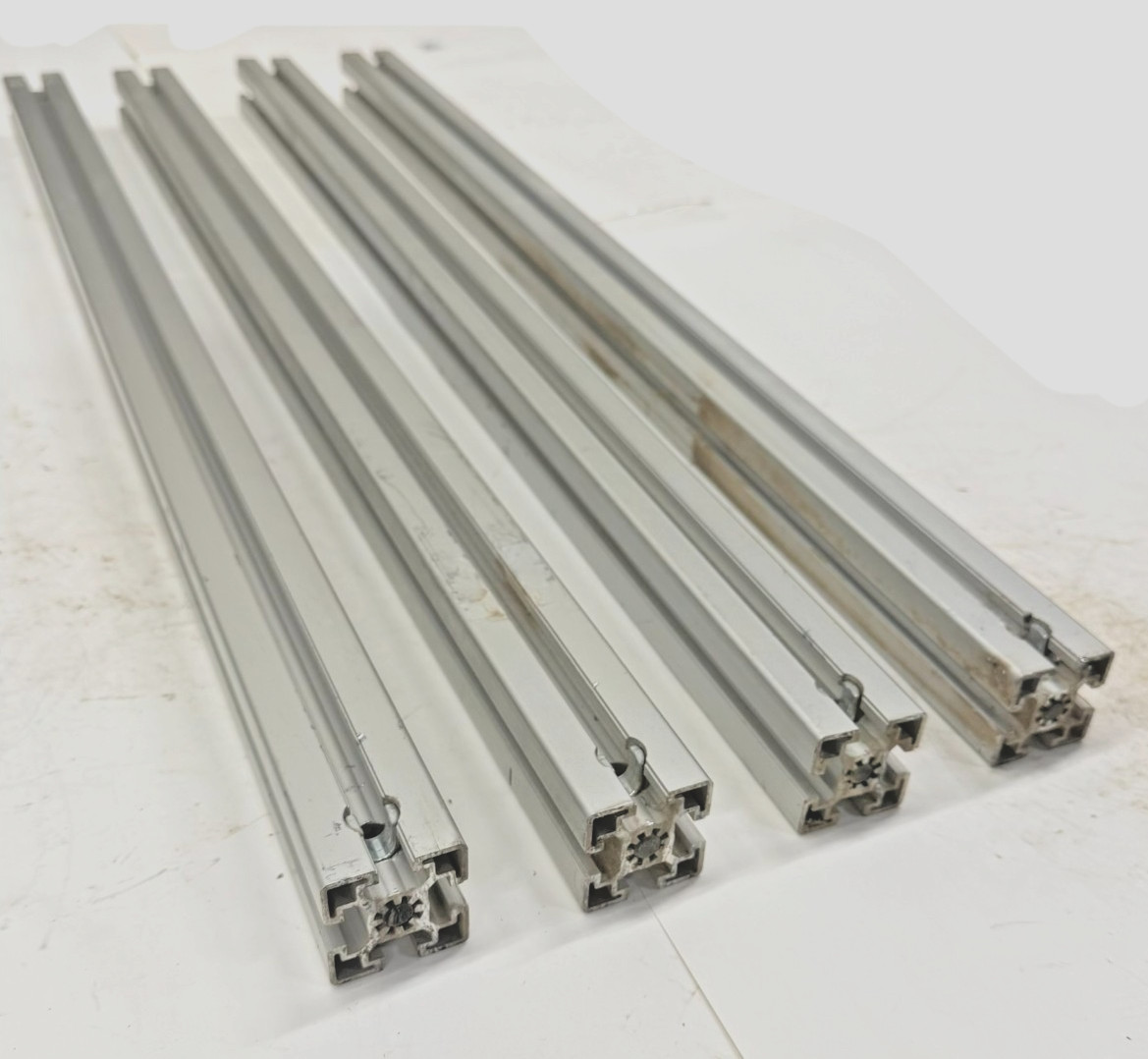80/20 T-SLOTTED ALUMINUM EXTRUSION, 45-4545, (LOT OF 4), 4-OPEN SLOTS