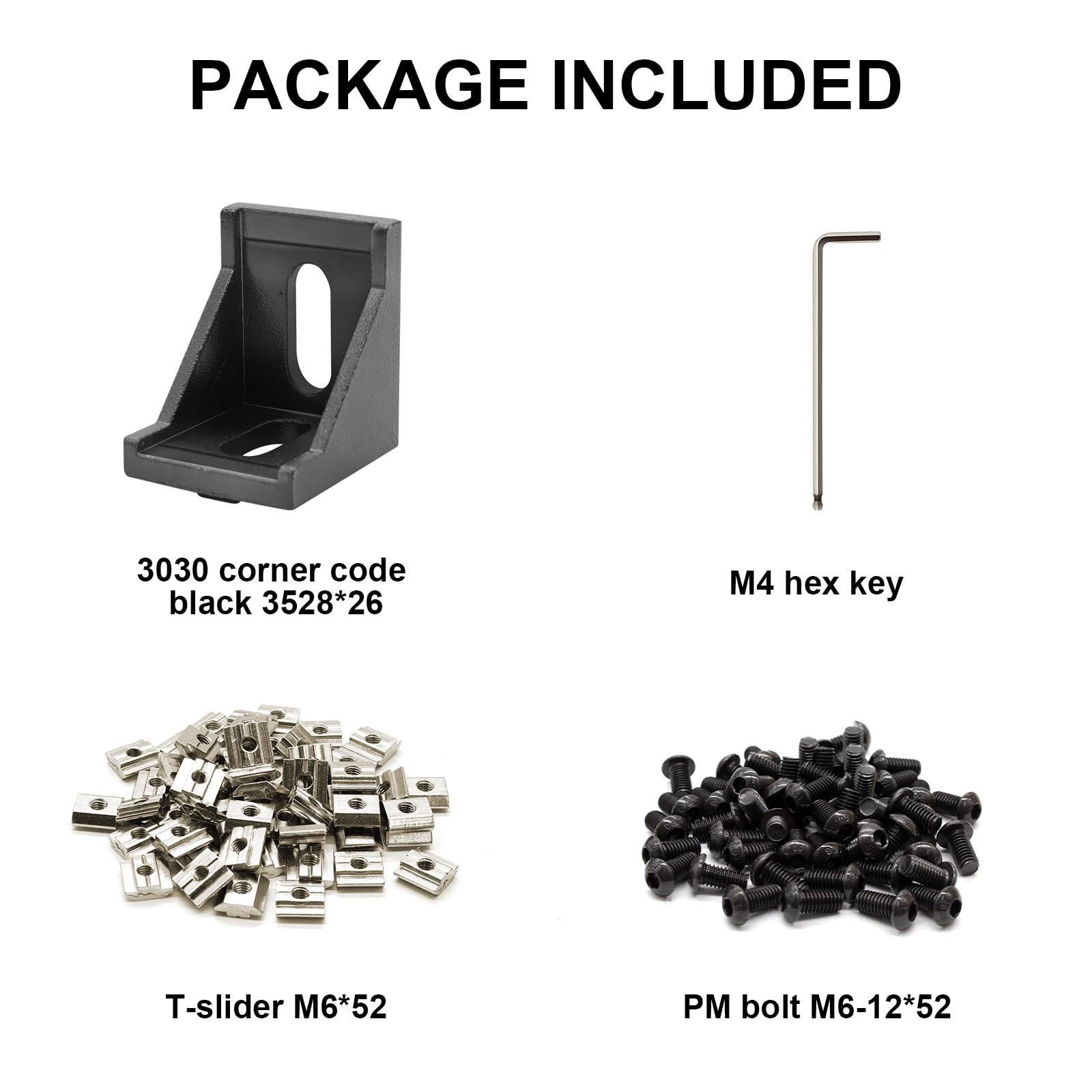 24pcs 3030 Aluminum Extrusion Corner Brackek Black 3030 Hardware Accessories …