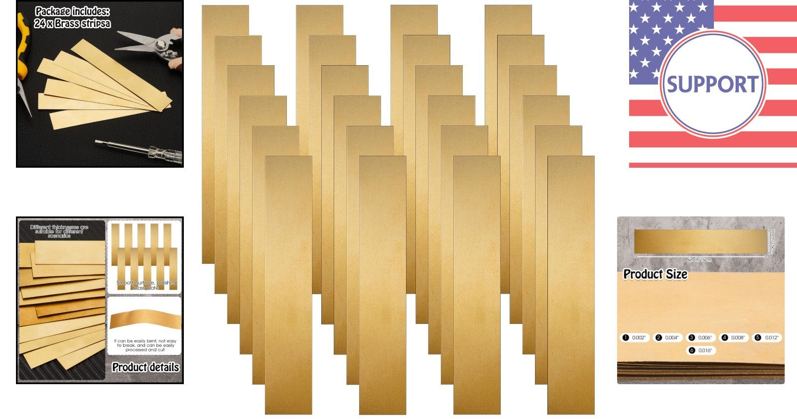24-Piece Assorted Brass Shim Stock Set: 0.002” to 0.016” Thick for DIY Proj…