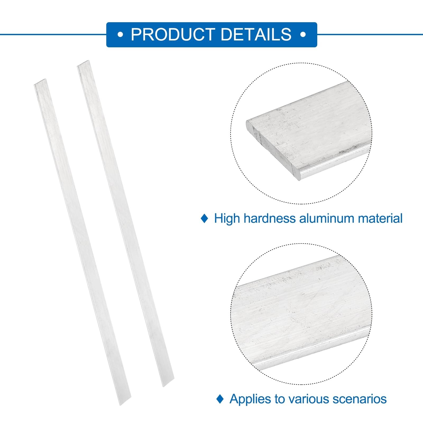 6 Pcs Square Aluminum Flat Bar, 1/16″ 1.5mm Thick x 19/32″ 15mm Width x 12″ 3…