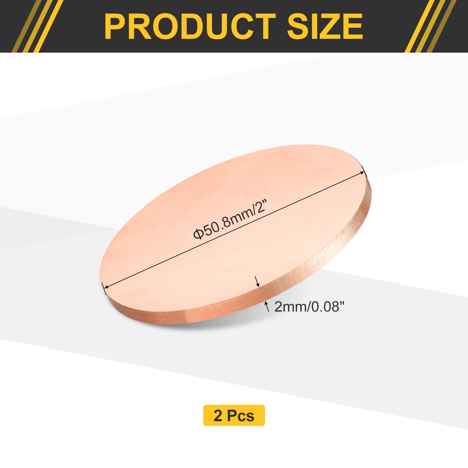 2Pcs Copper Round Plate, 0.08″ Thick 2″ Dia C1100 Pure Copper Sheet