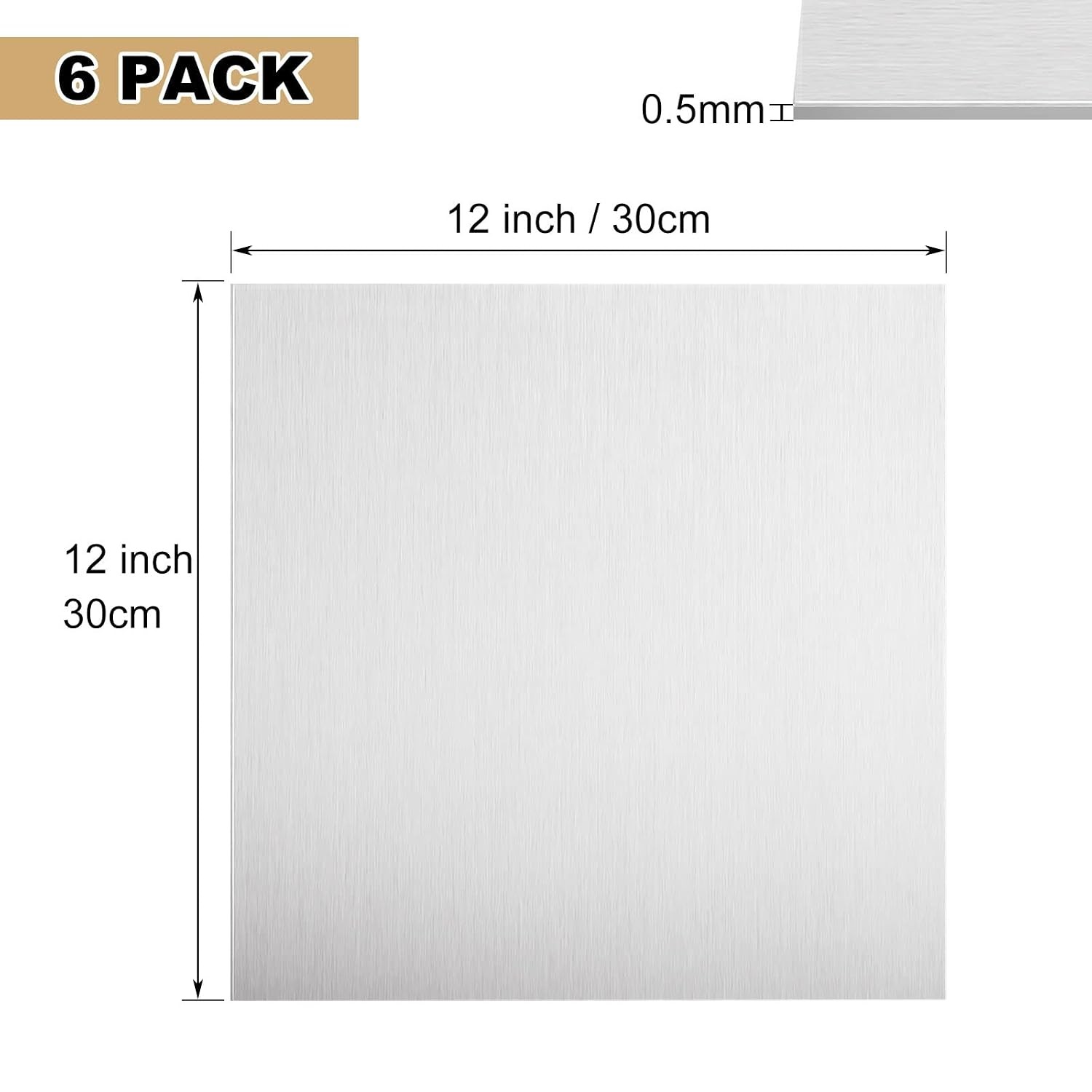 6 Pack 5052 Aluminum Plate 12”x12”x1/64”(0.02”) Aluminum Sheet Thin Metal Plate
