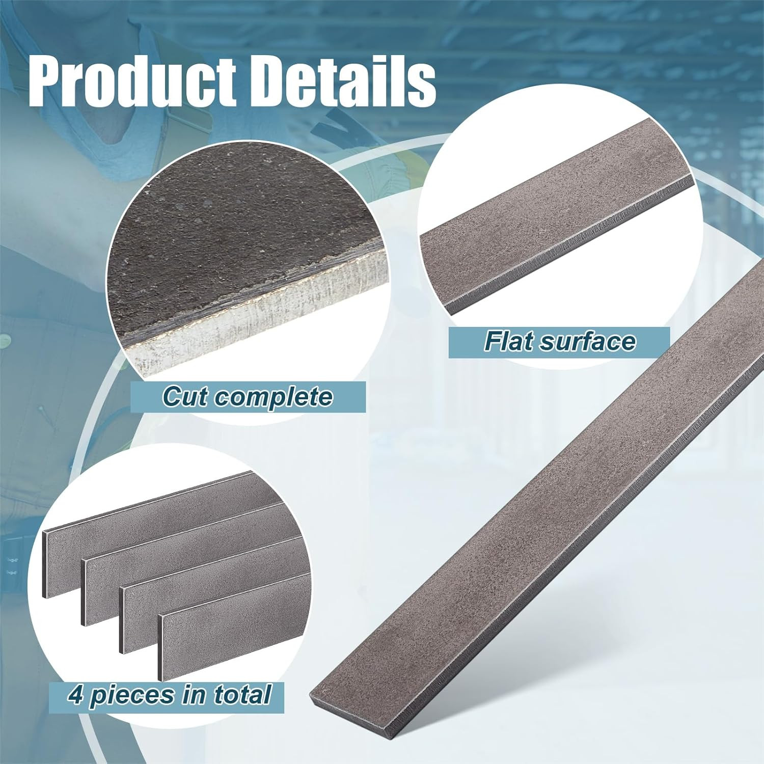 4 Pcs 2 x 1/4 x 12 Inch Steel Flat Bar Metal Stock Hot Rolled Steel Plate Solid