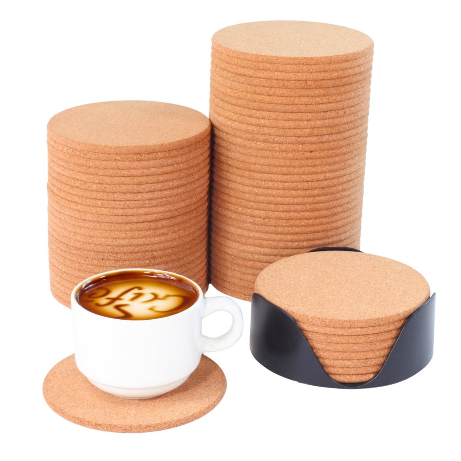 Faithful Panda 65-Piece Rounded Edge Cork Coasters for Drinks, 5 mm Thick, 4….