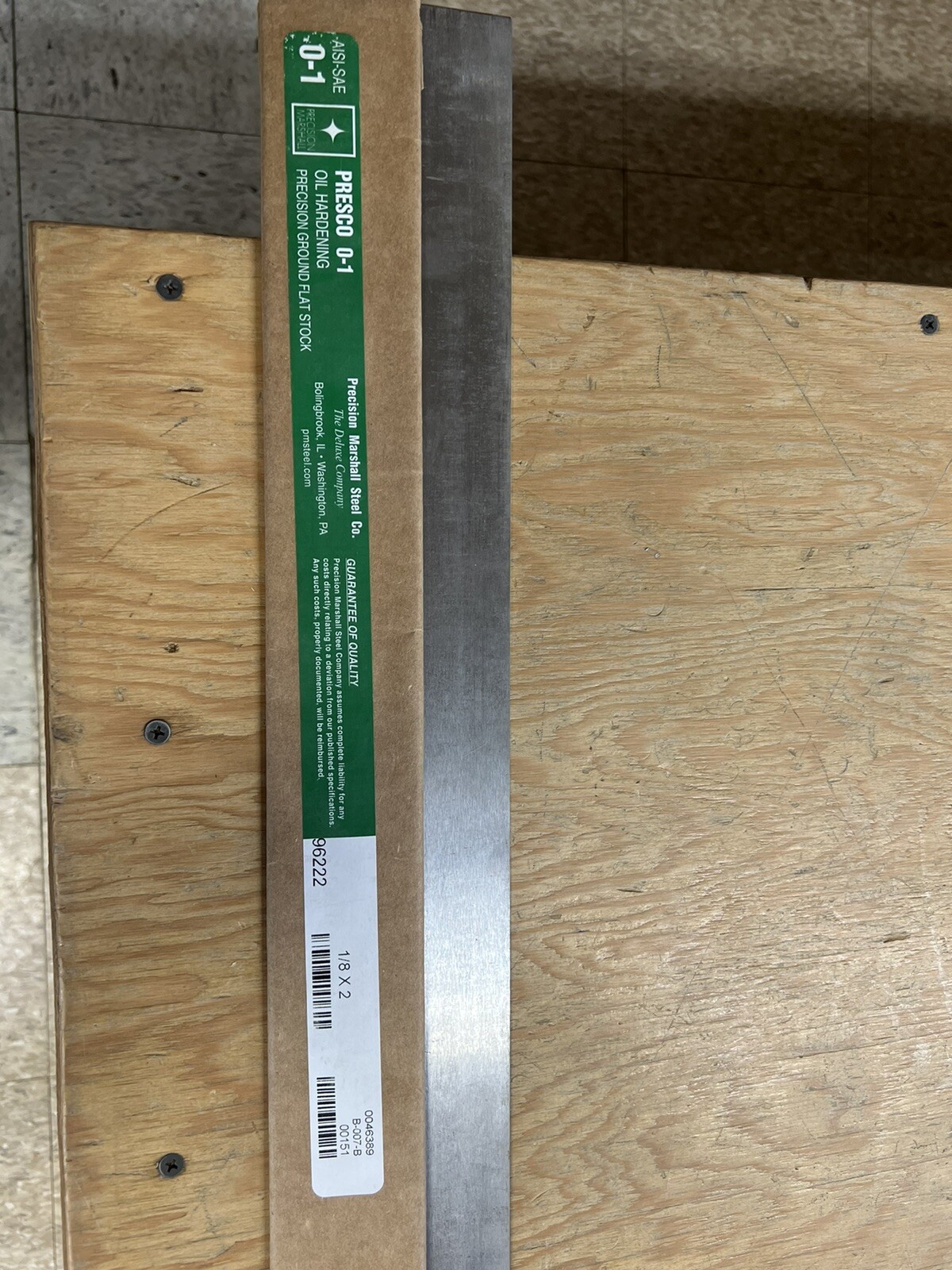 precision marshall 0-1 oil Hardening ground Flat Stock 1/8 x 2