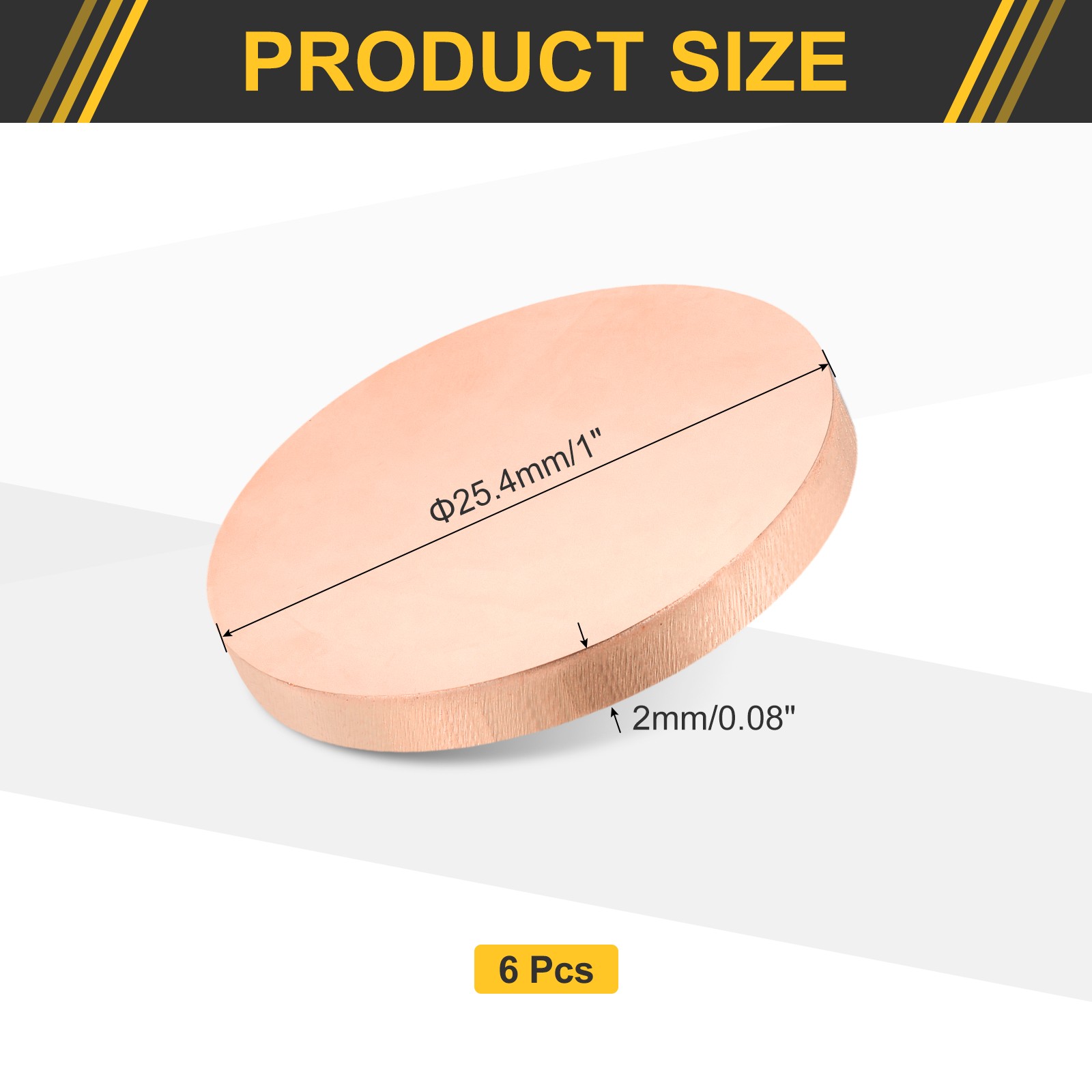 6 Pcs 0.08″ Thick 1″ Dia Copper Round Plate C1100 Pure Copper Sheet