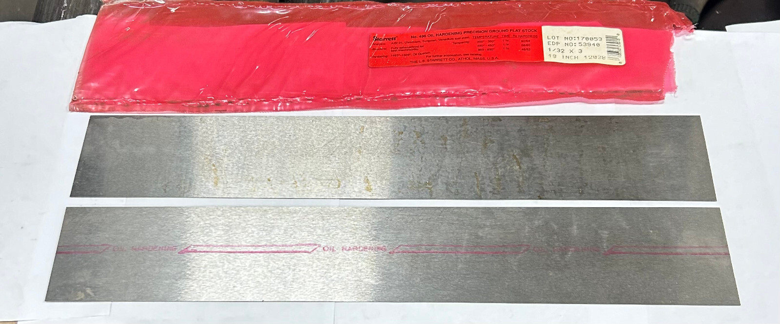 1/32 X 3 X 18″ O-1 Flat Ground Stock Regular Tolerance Starrett Brand