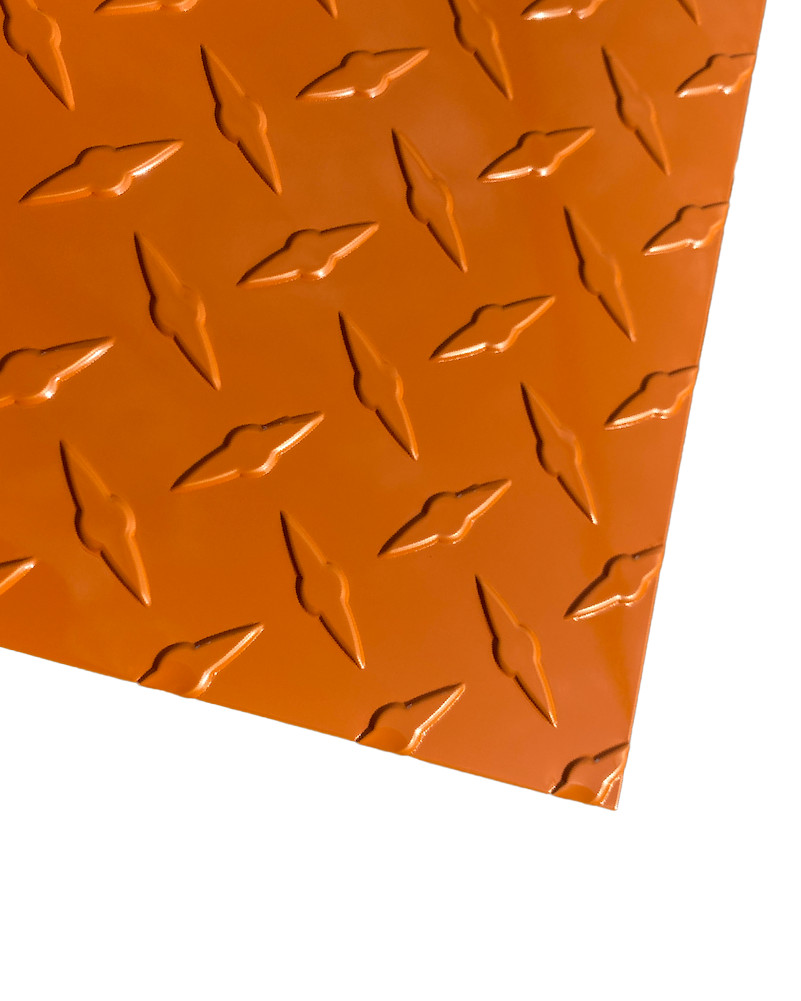24″ x 96″ Orange Aluminum Diamond Plate Sheet .025 in (1/40th) Thick