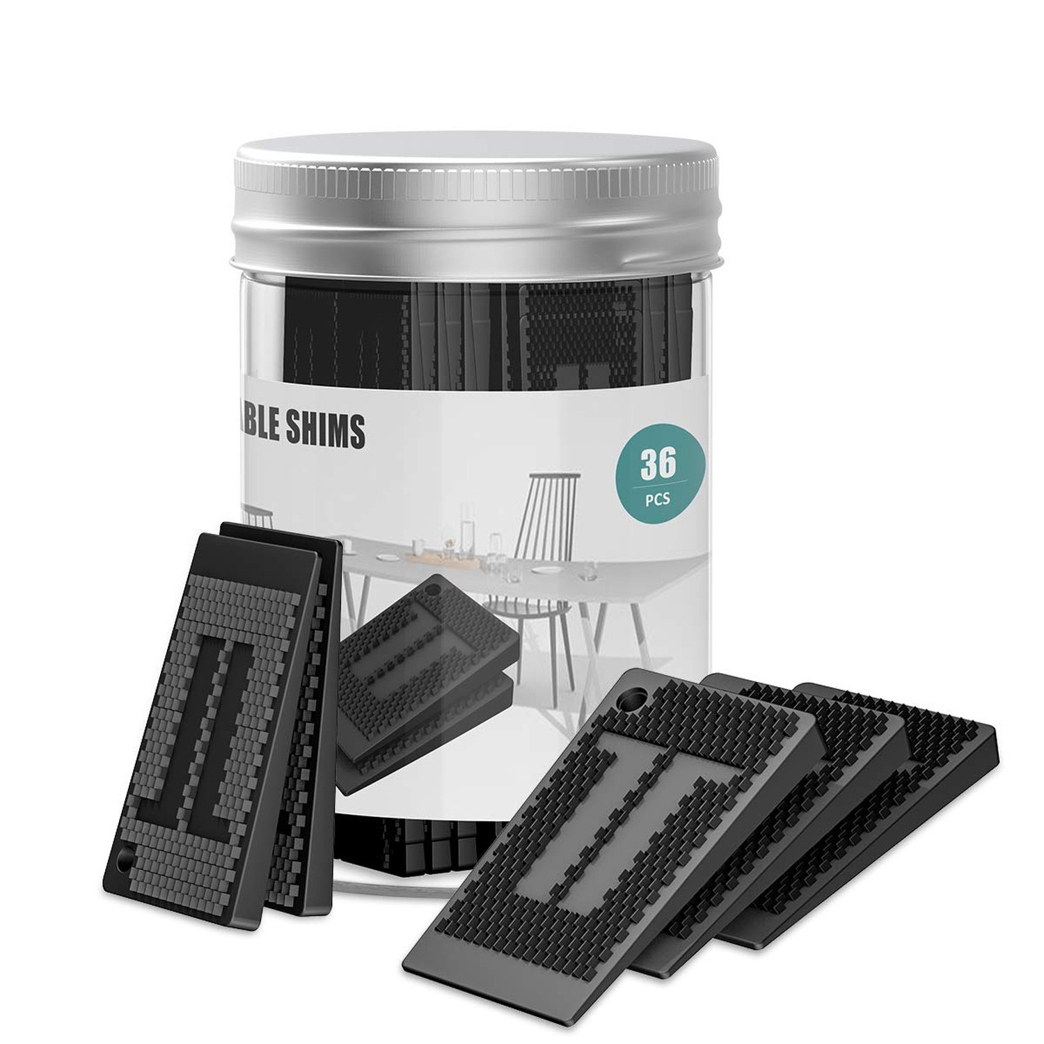 Plastic Shims for Leveling – 36 Piece Jar, Strong and Durable Table Wedges, D…