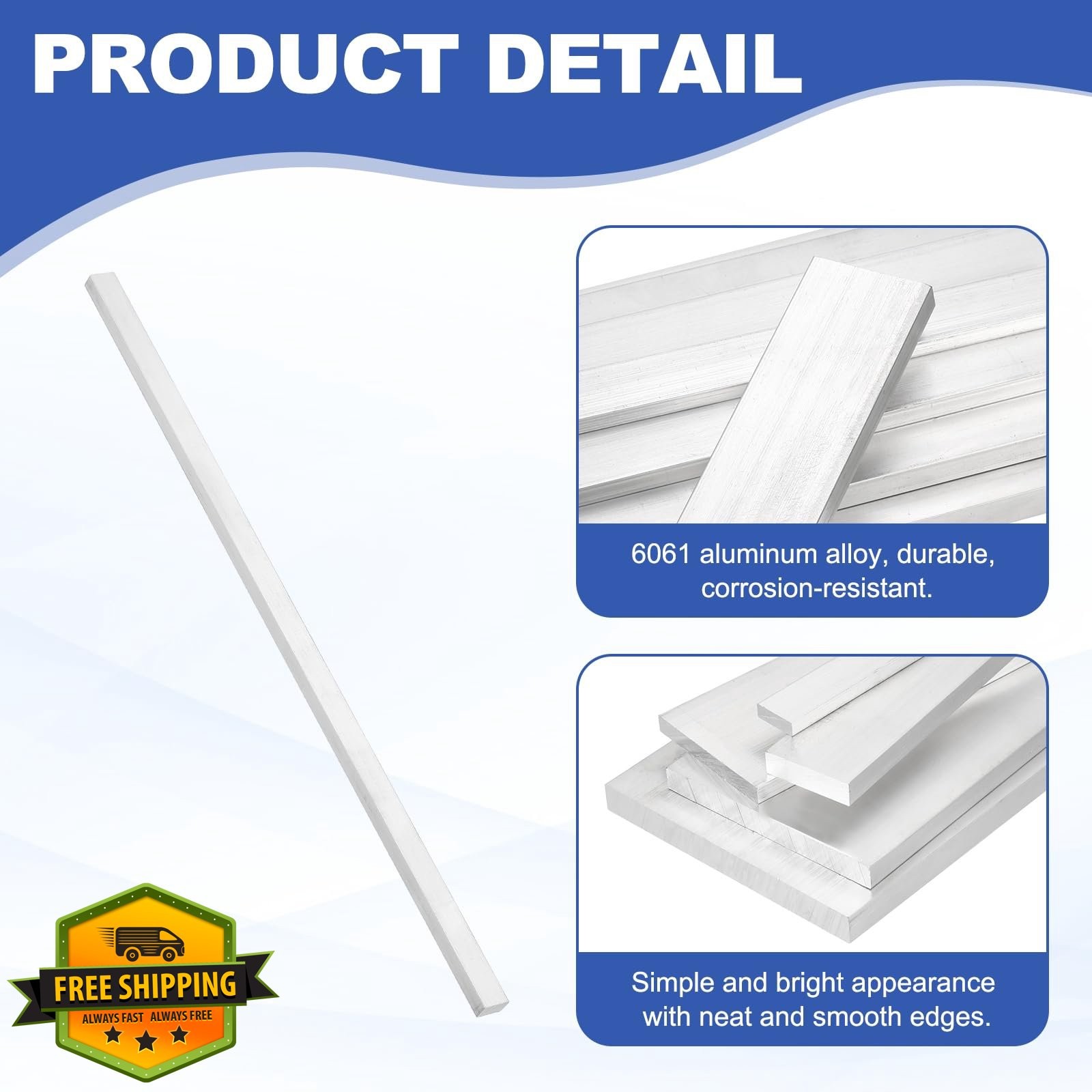 uxcell 0.24″x0.4″x12″ Aluminum Flat Bar 2pc