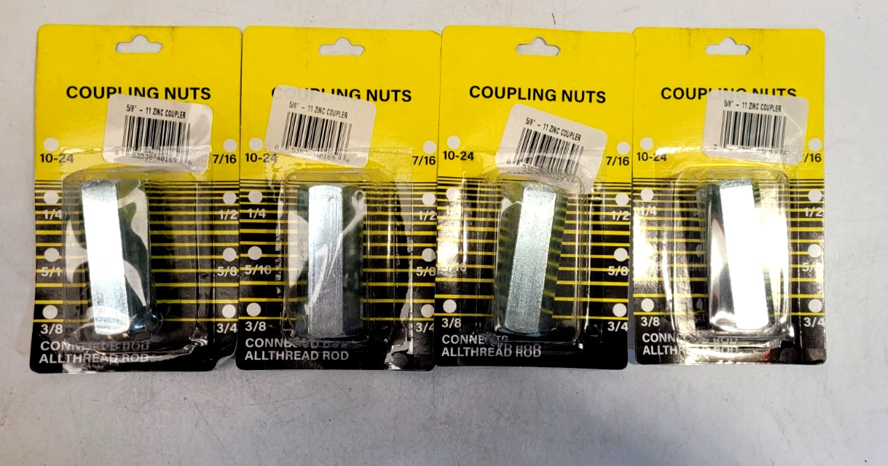 4 PCS 5/8″-11 Zinc Coupling Nuts Threaded Rod Connector 10-24 to 3/4