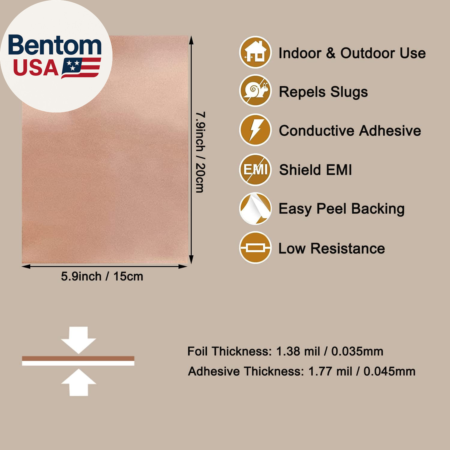 10Pcs 3.15 Mil Copper Foil Sheet [7.9Inch X 5.9Inch] with Double-Sided Conductiv