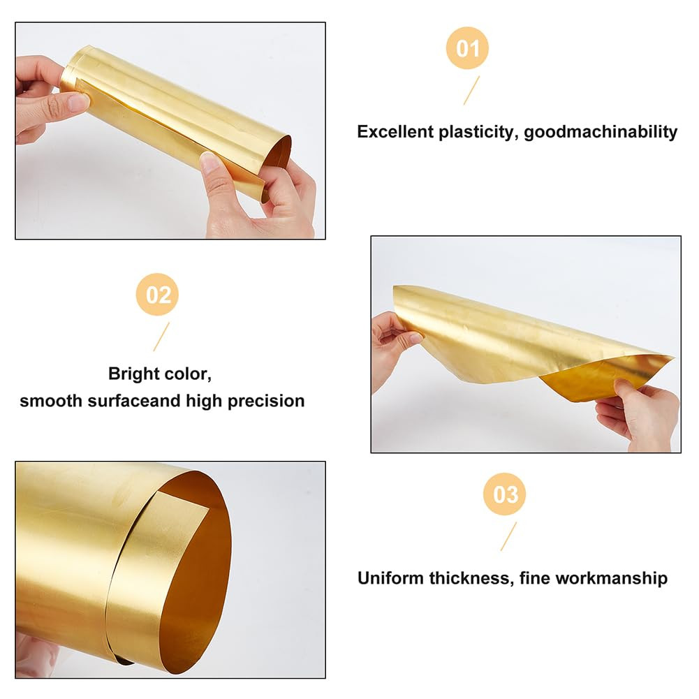 1 PCS Brass Sheet 12X6 Inch 0.01Mm Thickness Brass Plates Metal Shim Stock