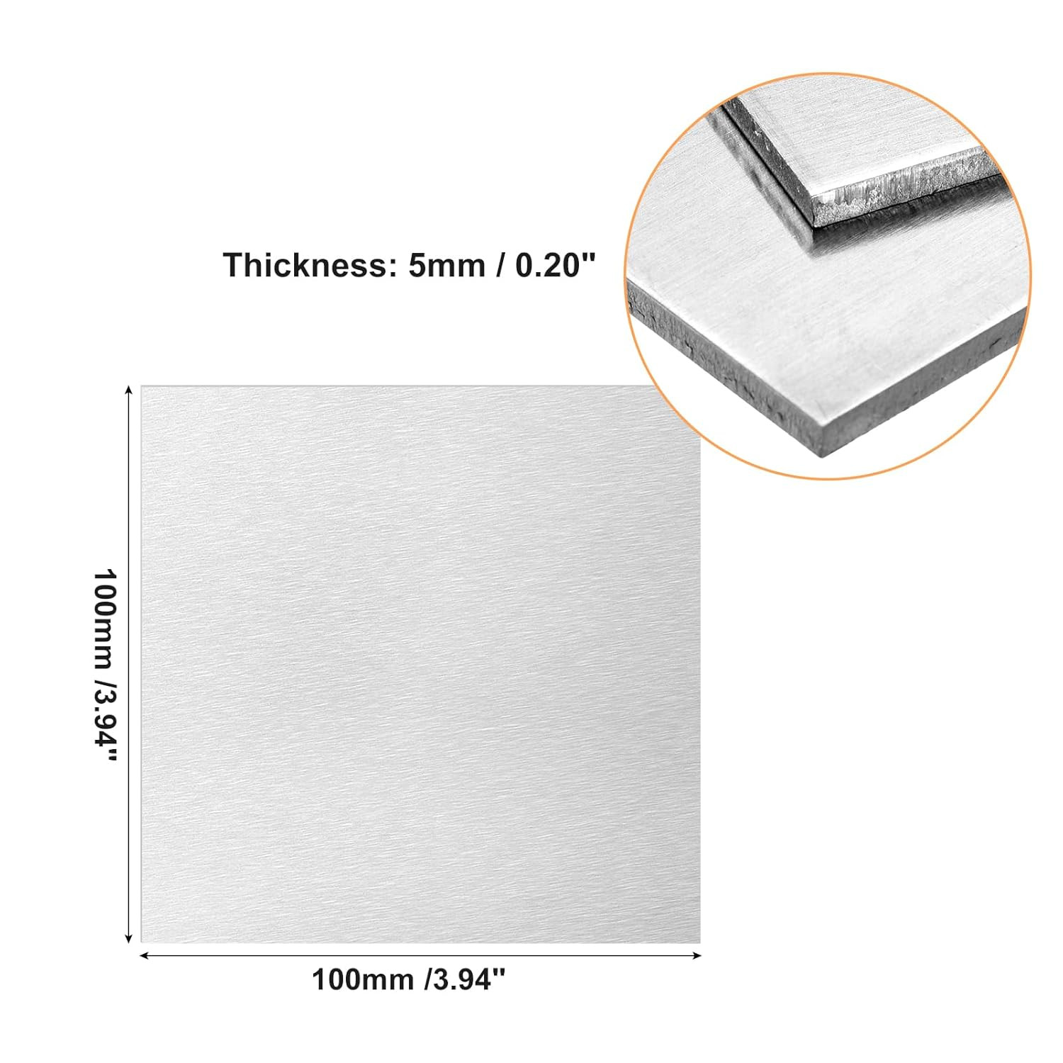 6061 Aluminum Sheet 100mm x 100mm x 5mm Thick Rectangle Plate for DIY Projects