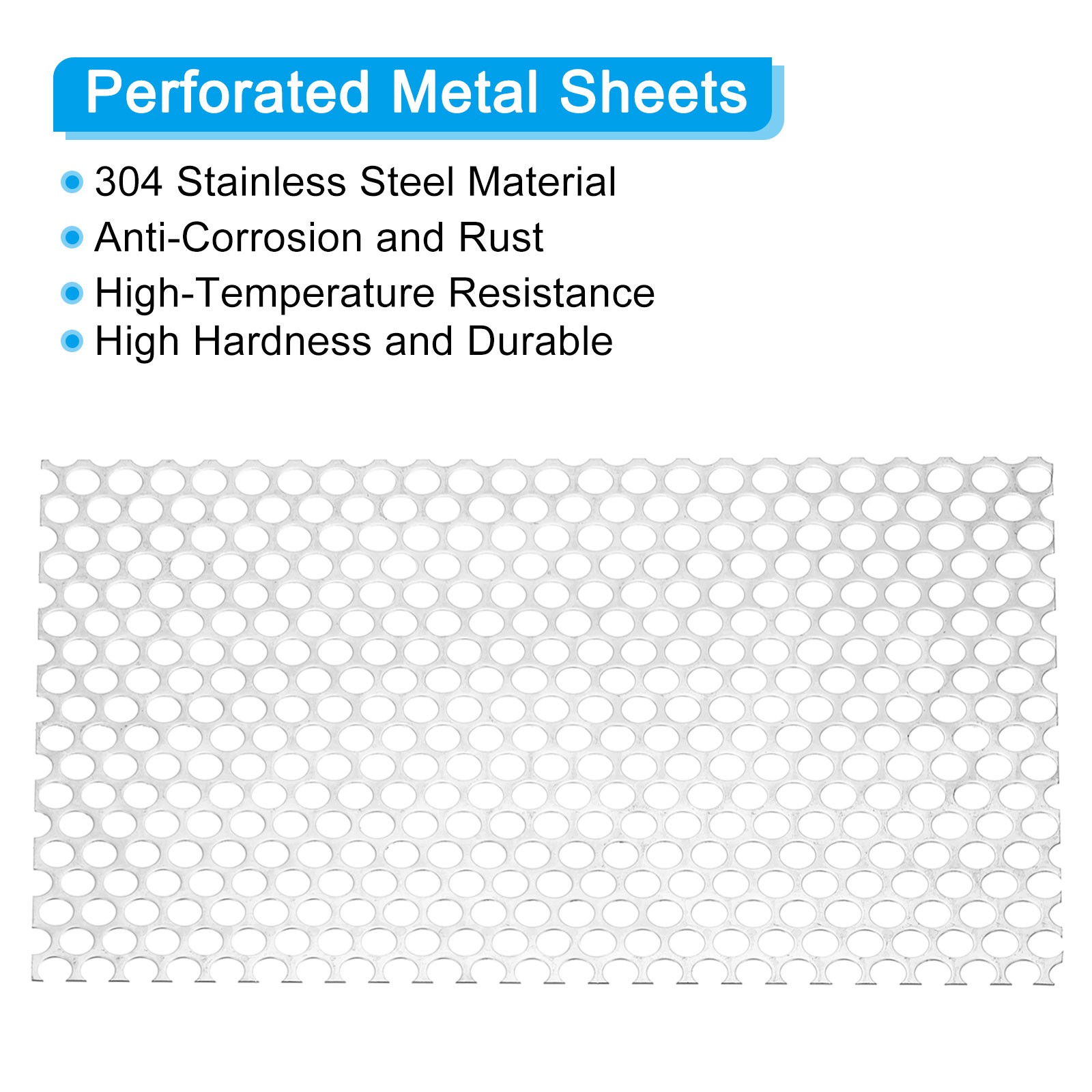 11.8″ L x 7.9″ W Perforated Metal Sheets, 18Ga 0.39″ Hole 304 Stainless Steel