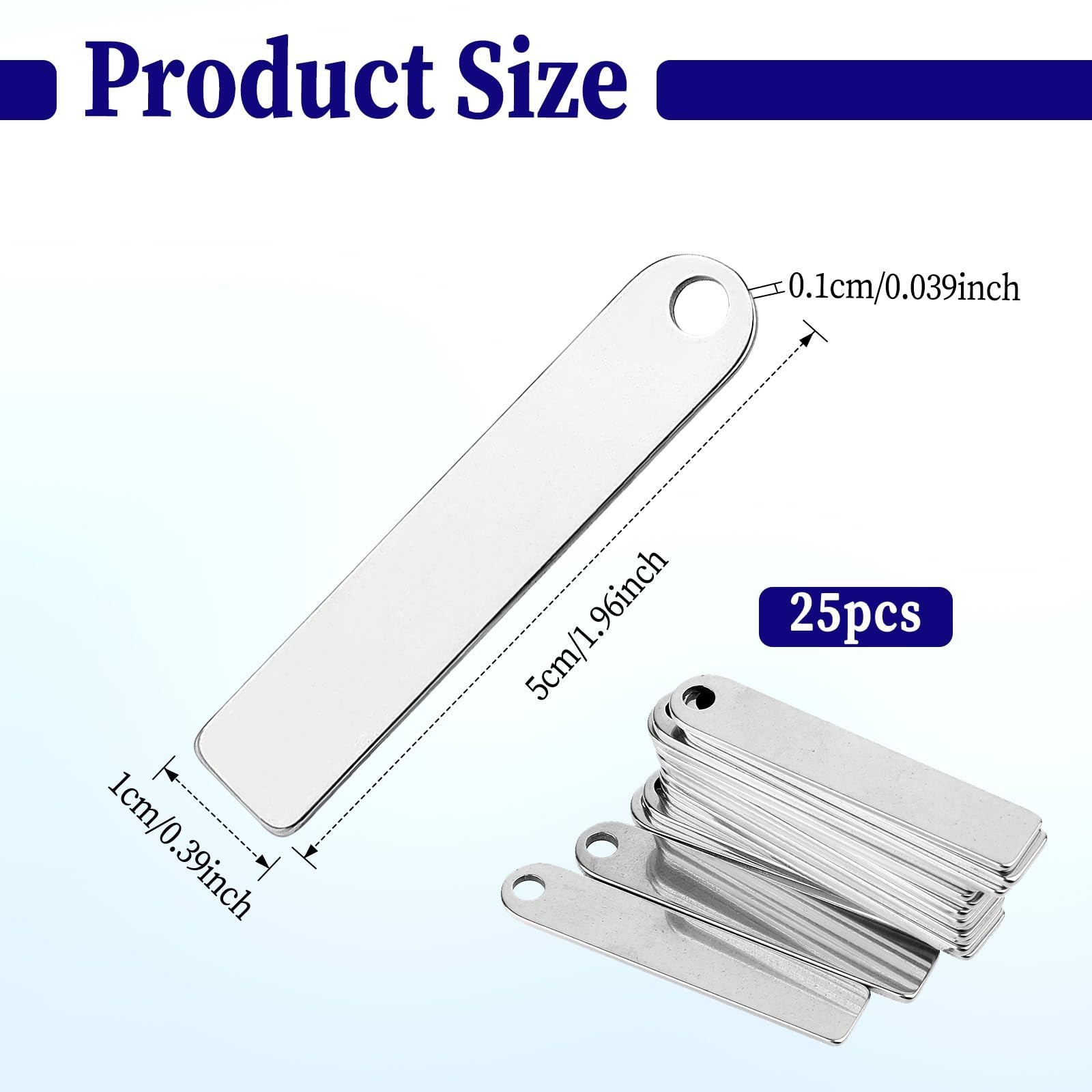25 PCS Rectangle Blank Tags Stainless Steel Metal Stamping Engraving Blanks S…