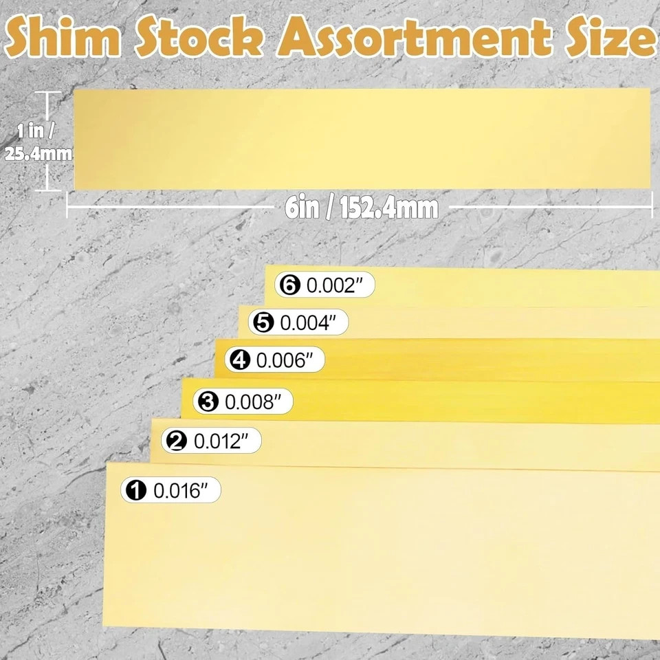 Brass Strip, Brass Shim Stock Assortment, 1″ Width X 6″ Length, 0.002″, 0.004″,