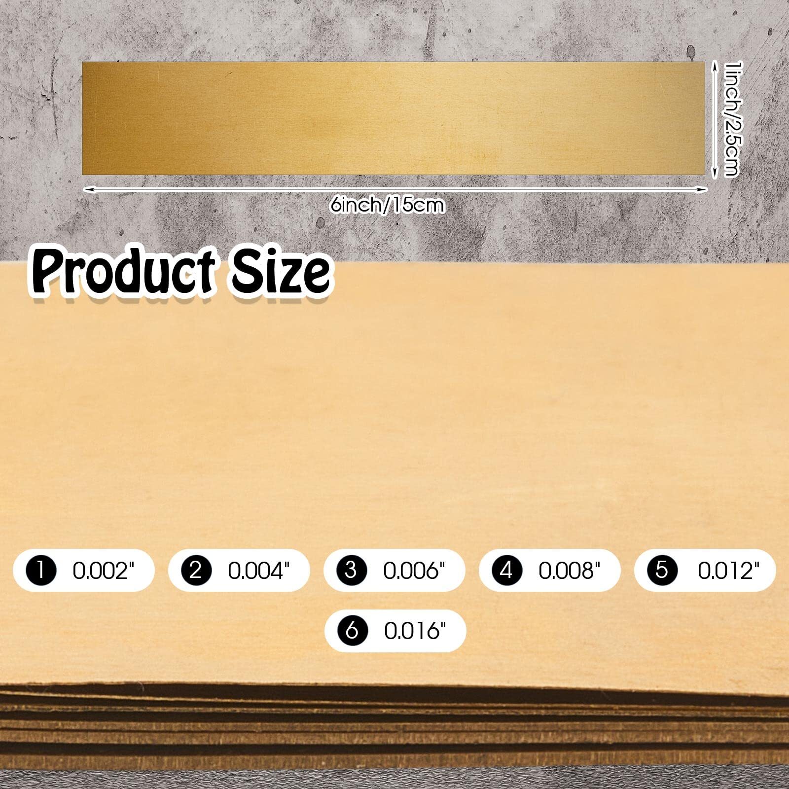Brass Strip, Brass Sheet Brass Shim Stock Assortment Metal Shims, 6” Length