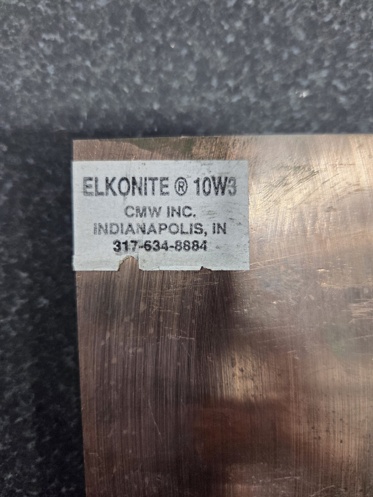 Elkonite 10W3, 1/2″ X 4″ X 8″, EDM Electrode, 75/25 Copper Tungsten