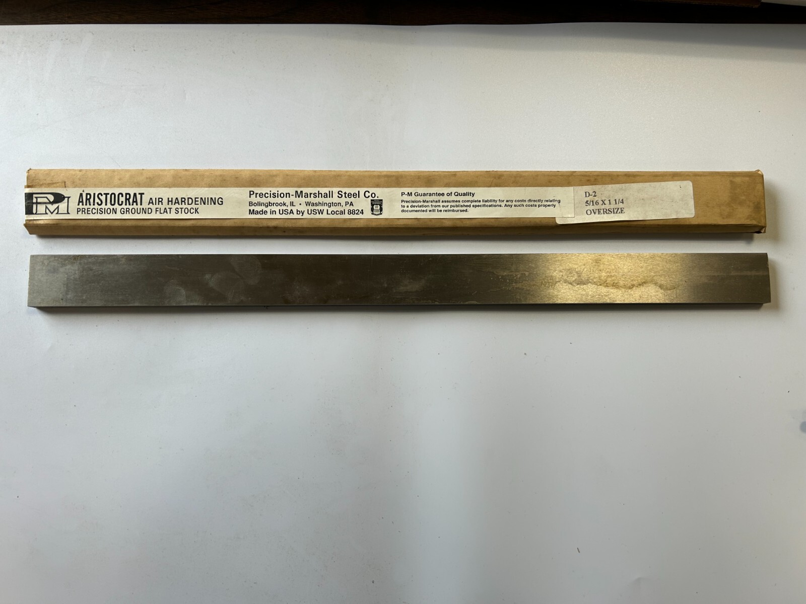Precision Marshall 07215 5/16″x1-1/4″x18″ D2 Oversized Ground Stock New