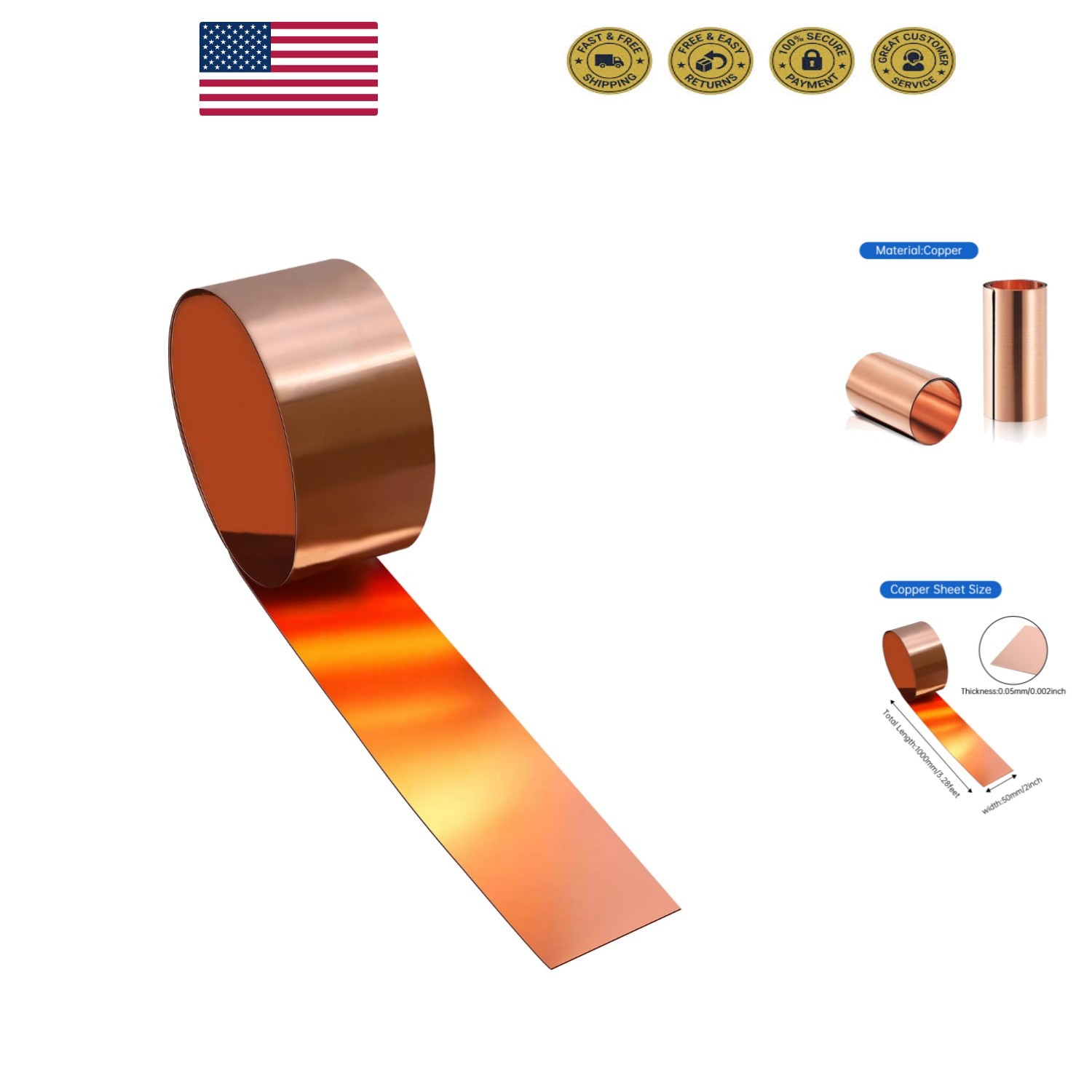 High-Quality 1000mm x 50mm Copper Sheet – Perfect for Electrical & Metalworking