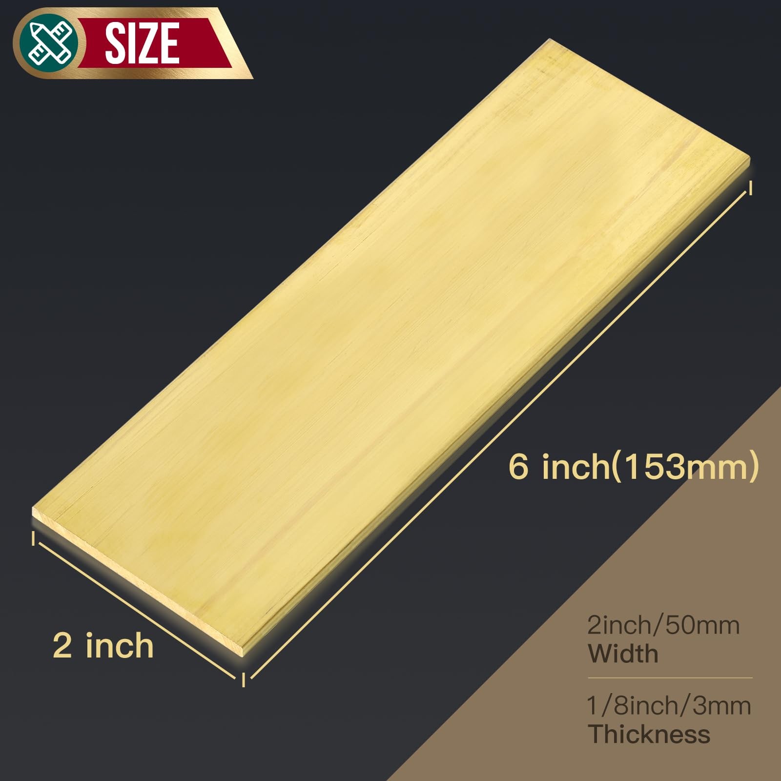 C360 Solid Brass Thin Plate Flat Bar Blank Mill Stock 1/8x2x6 Inch 1 PCS