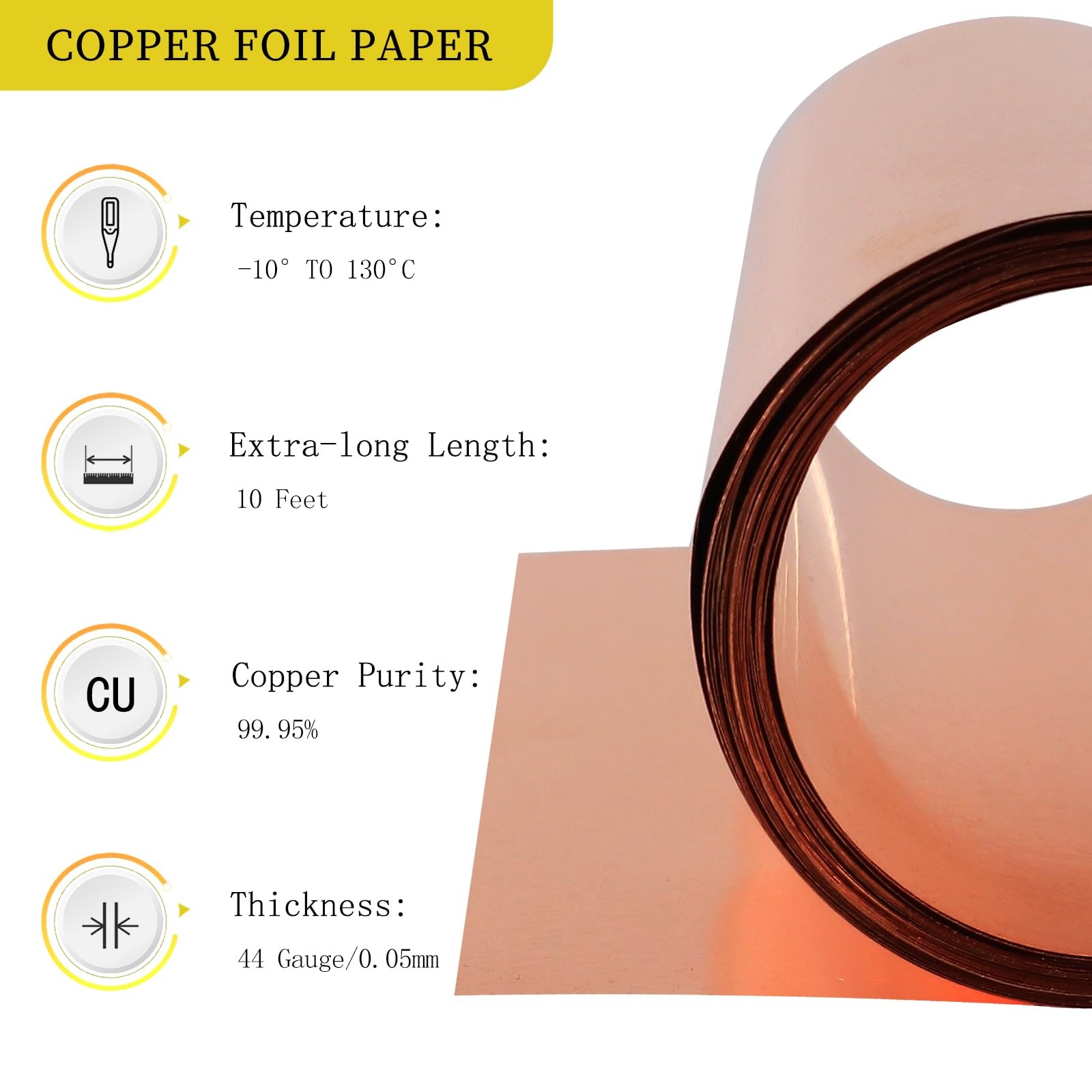 Copper Sheet Foil Metal Plate 0.2mm x 10mm x 2m for Crafting Electrical DIY