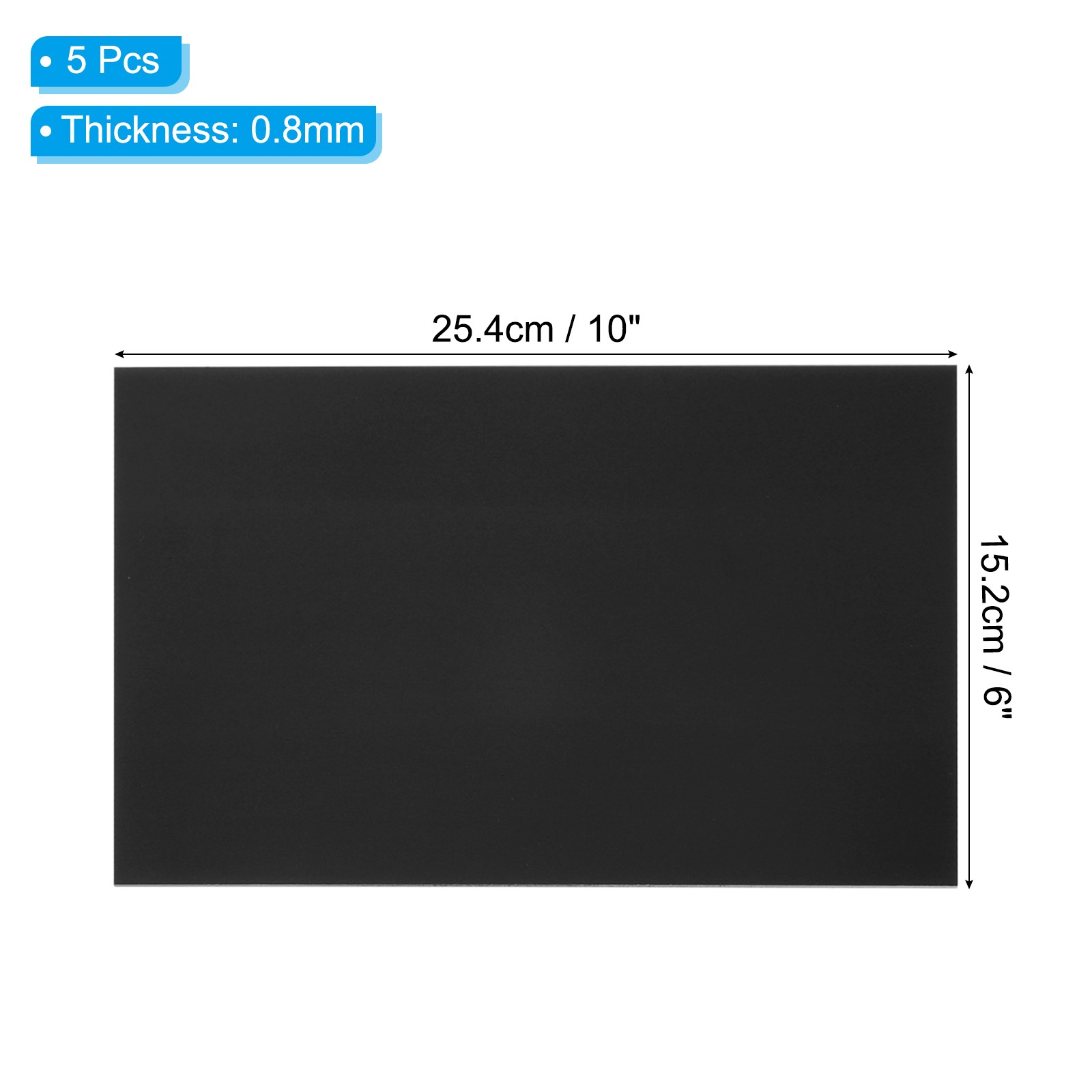6×10 Inch Anodized Aluminum Sheet Metal, 5Pcs Laser Plates Engraving, Black