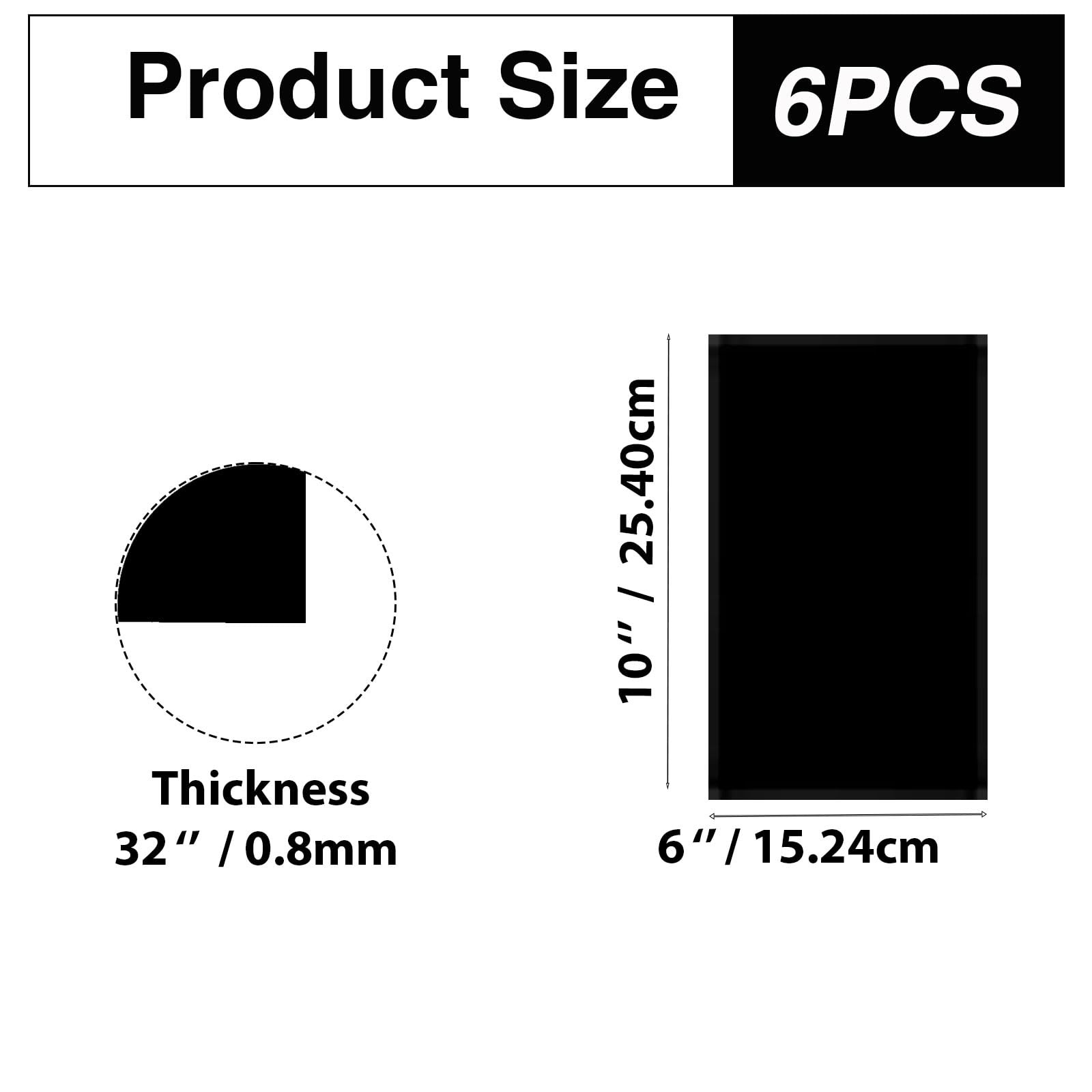 6 PCS Black Anodized Aluminum Sheet 6x10x1/32 Inch 0.8mm Laser Engrave Plate
