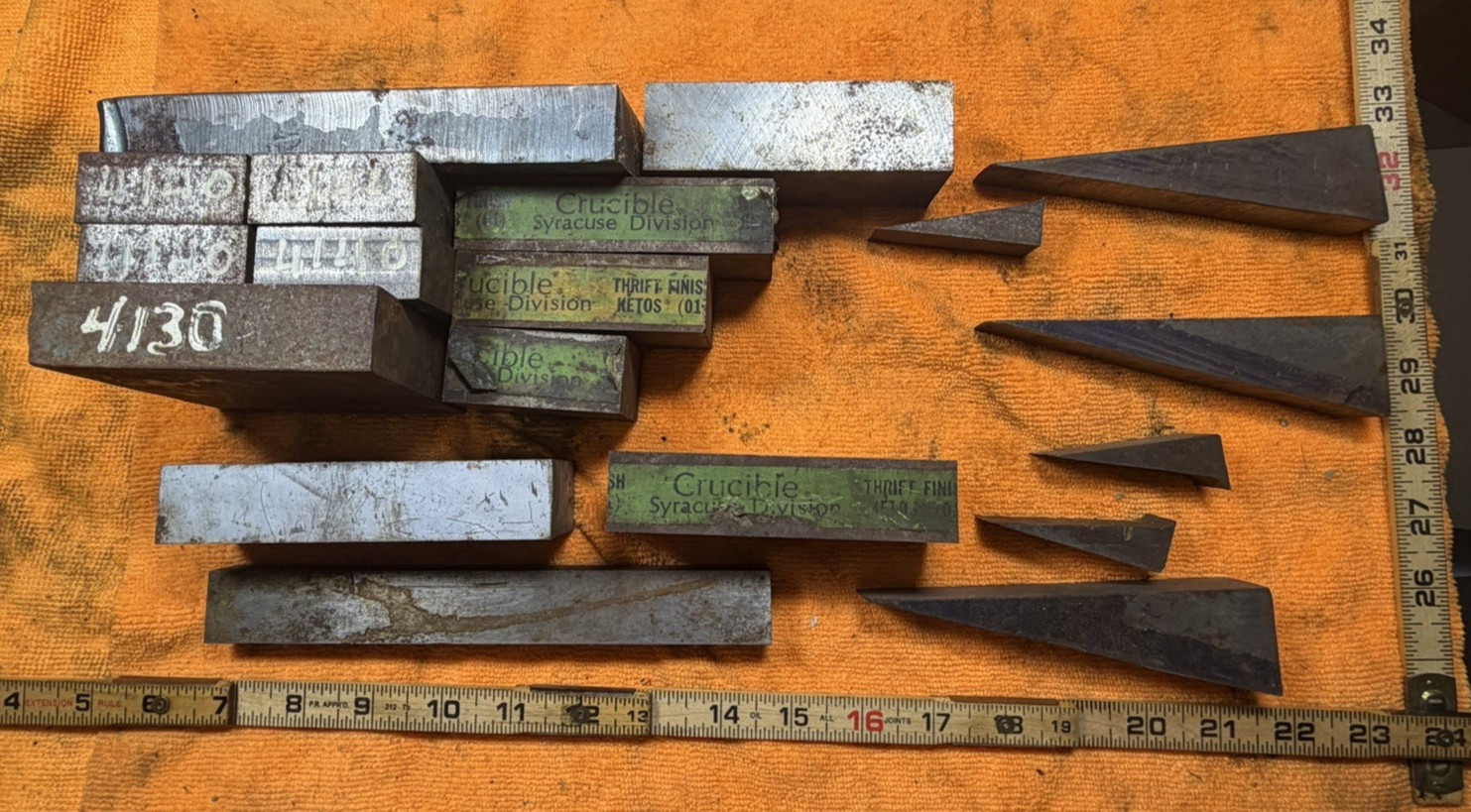 32 lb Tool Steel Scrap Lot – O1 Crucible Ketos A2 4140 4130 Knife Making Drops