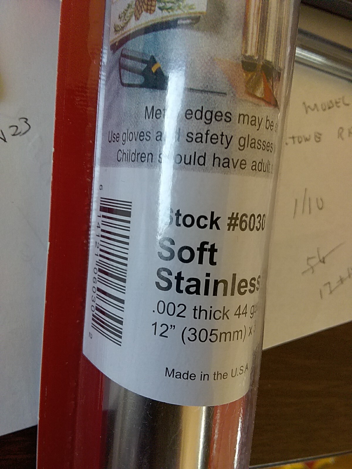 K S Stainless Steel Sheet #6030 .002 thick by 12 by 30 inches New