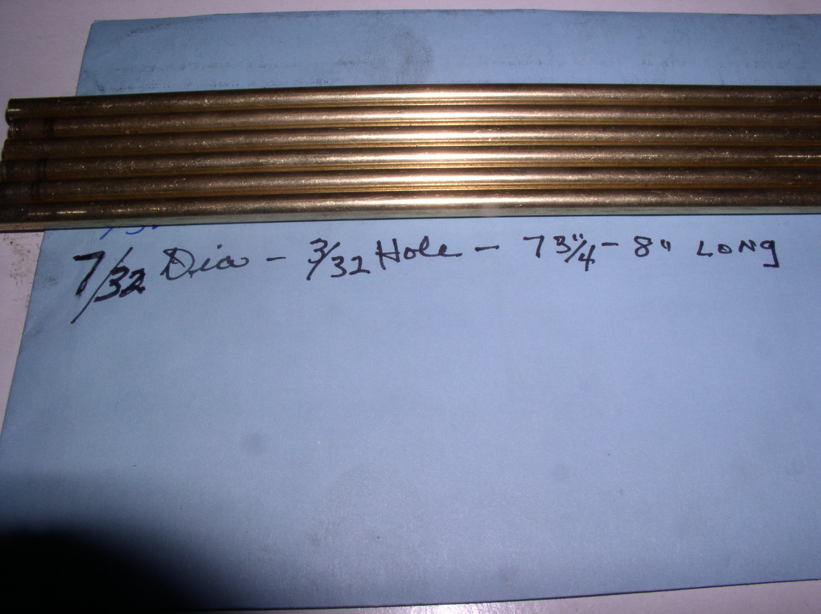 BRASS TUBEING 1 PCS. 7/32″DIA WITH 3/32 ID. X7 3/4″- 8″ LONG 360 ROUND