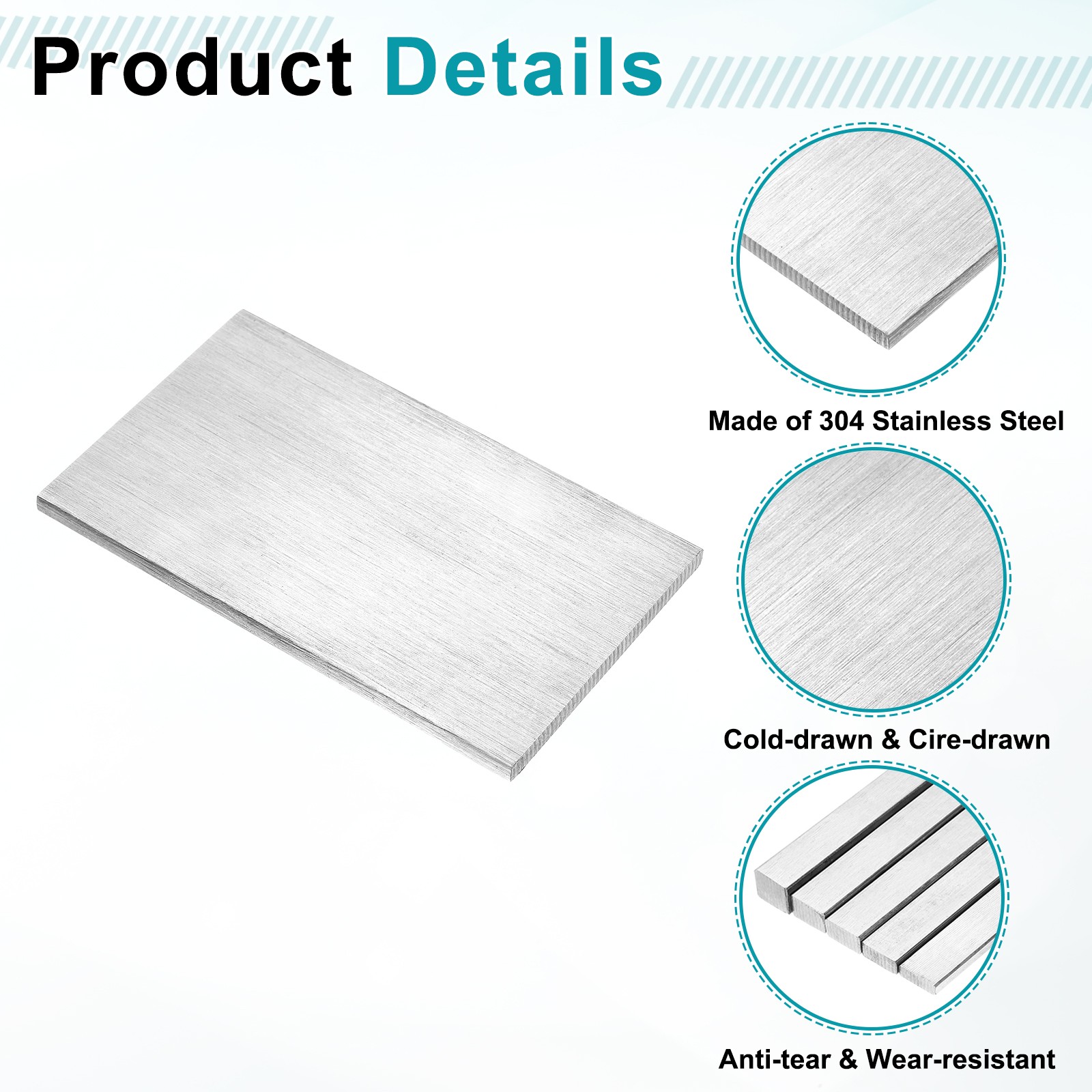 2 Pcs 304 Stainless Steel Flat Bar 5/32″ x 2-3/8″ x 4″ Trim Strips Sheet