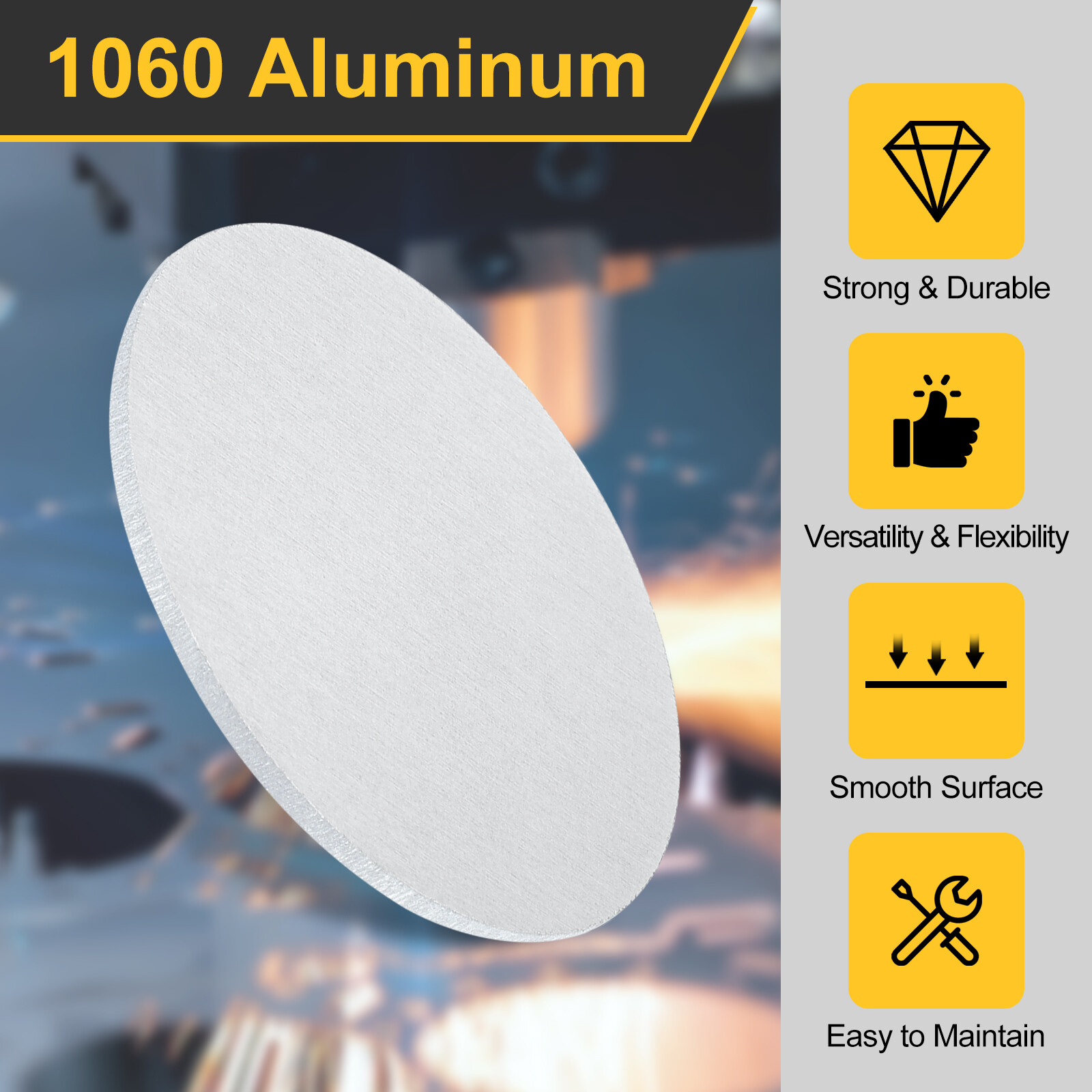 2Pcs Aluminum Disc, 2″(50mm) Dia 0.08″(2mm) Thick Round 1060 Aluminum Sheets