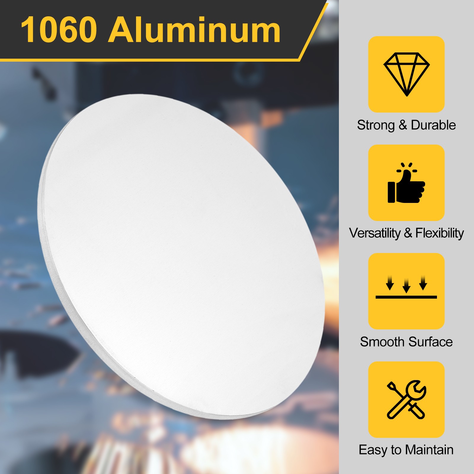 Aluminum Disc 6″(150mm) Dia 0.24″(6mm) Thick Round 1060 Aluminum Sheets