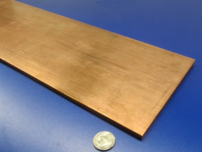 110 Copper Bar 1/8(H00) to 1/4 Hard(H01).250″ Thick x 6.0″ Wide x 24.0″ Length