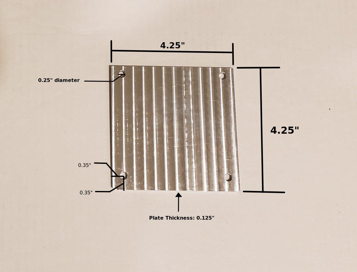 6061 Aluminum Plate 4.25″x4.25″, 1/8″ thick. 5 Pieces. Volume Discount Availible