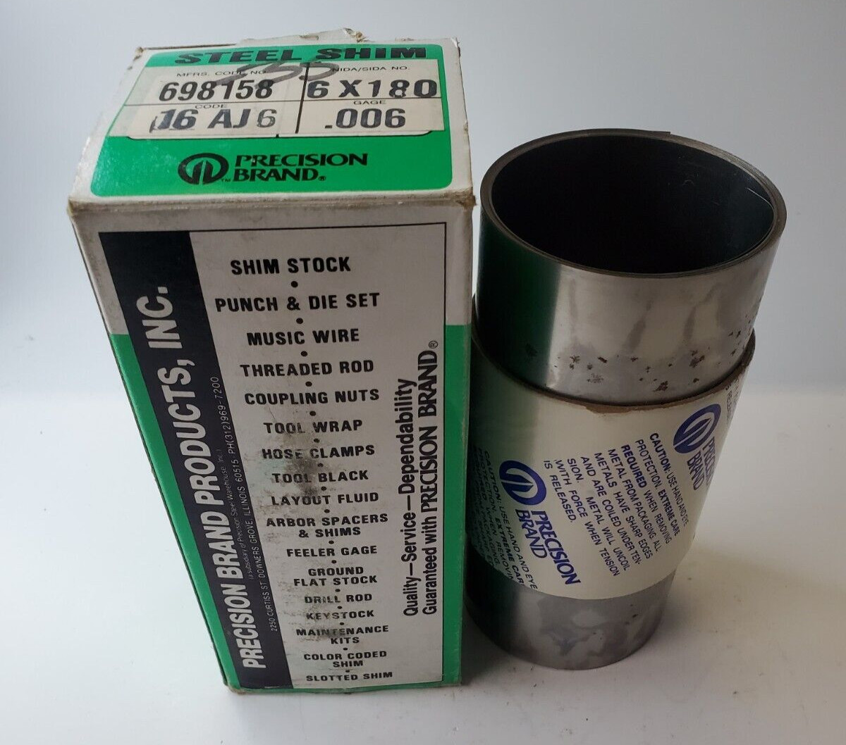 PRECISION BRAND STEEL SHIM 698158 6″ X 180″ ROLL CODE 16AJ6 6X180 .006 GAGE