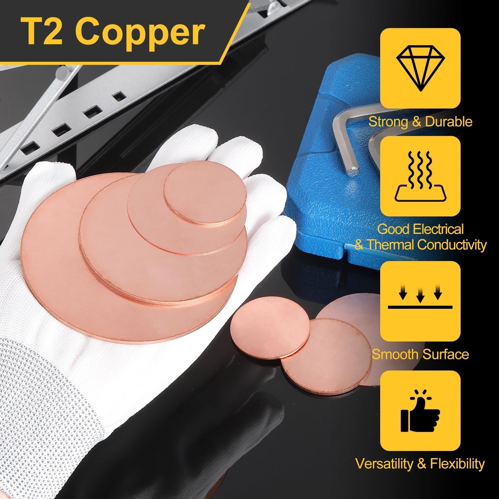 uxcell Copper Round Plate T2 0.04″ Thick 4″ Diameter 3Pcs