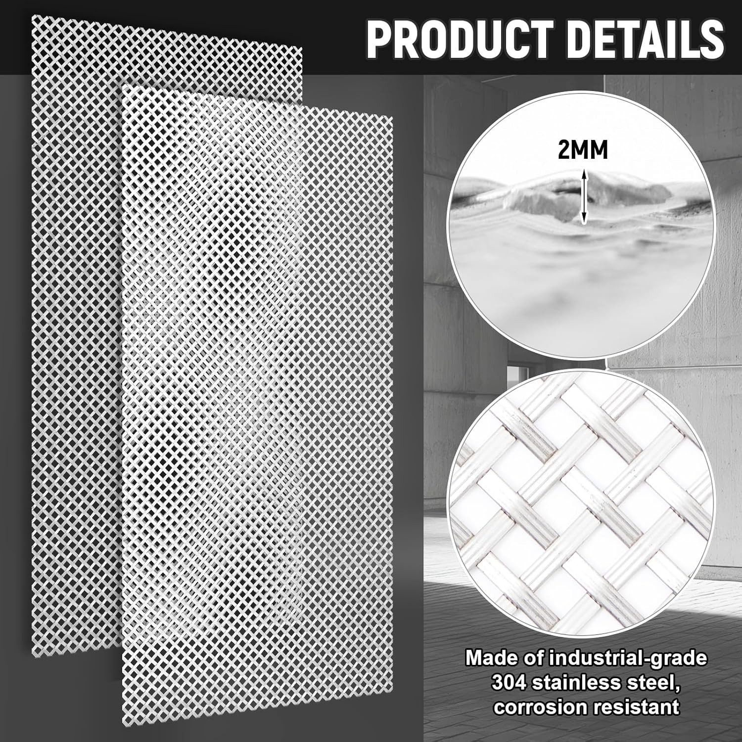 2 Pcs 12″ x 24″ Stainless Steel Expanded Metal Mesh Screen Panels