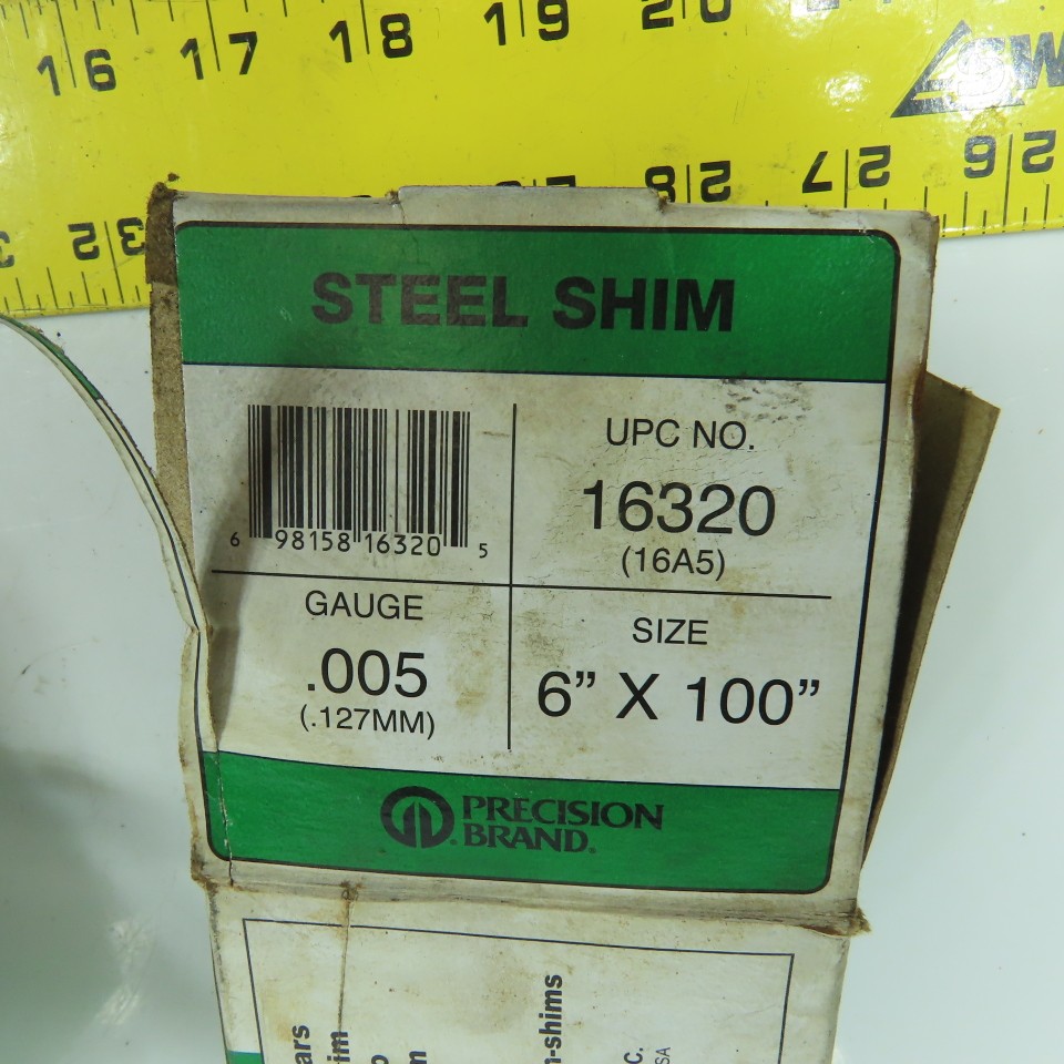 Precision Brand 16320 0.005″ Steel Shim 6″ x 100″ Lot Of 2