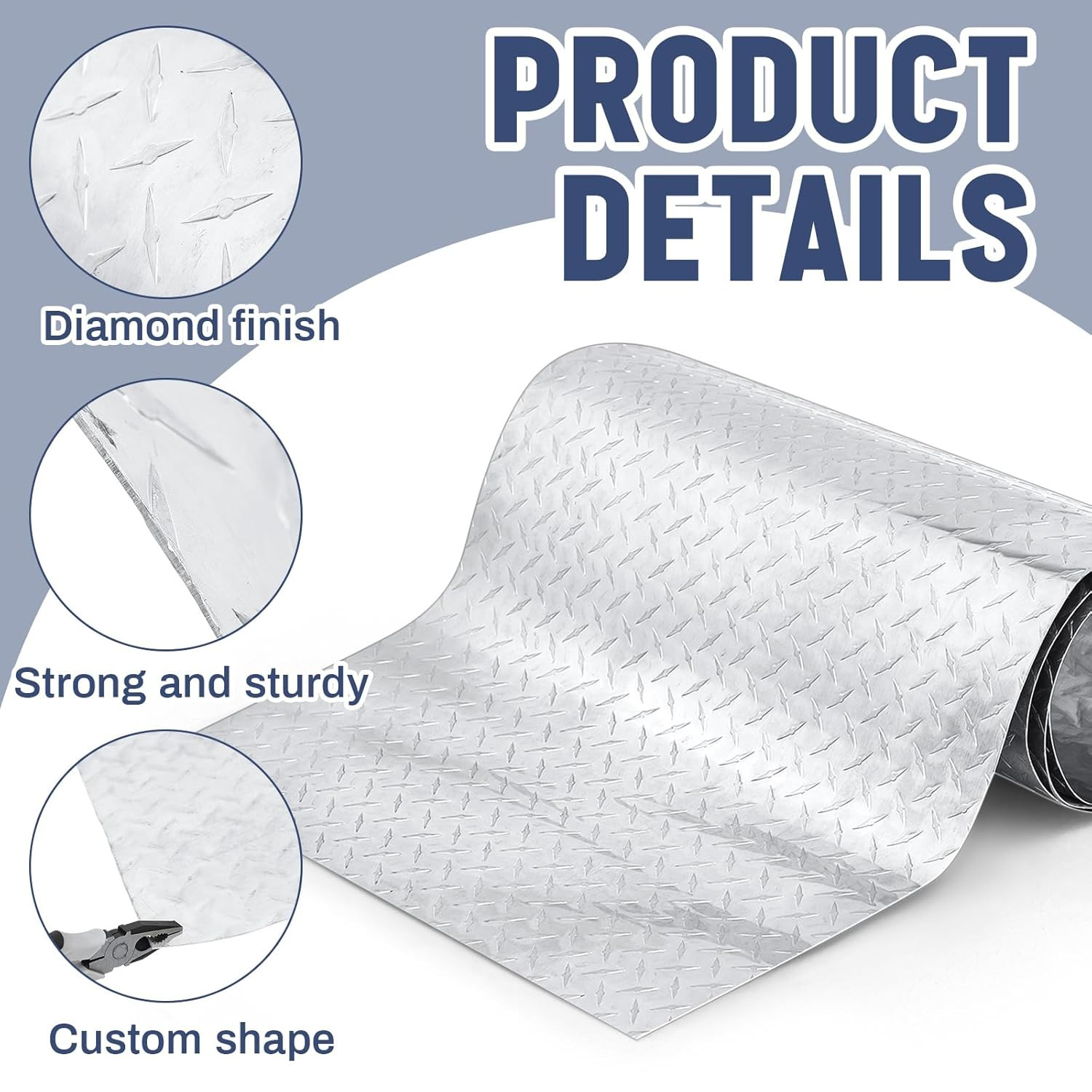 1Pcs Aluminum Diamond Plate Sheet, Heavy Duty Tread Plate Aluminum Sheet Metal f