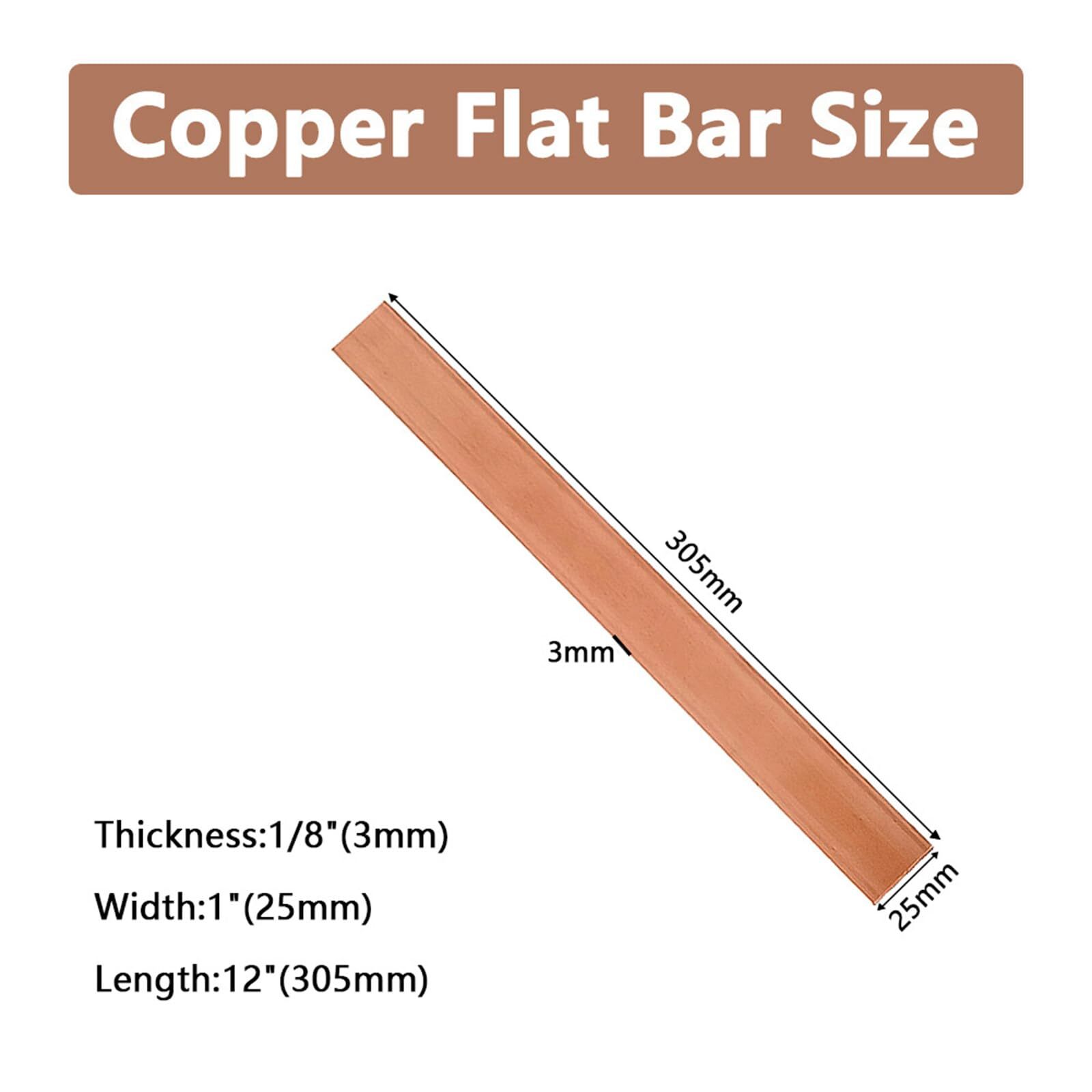 2Pcs C110 Copper Flat Bar 12″ Long 1/8″ 3mm x 1″ 25mm x 12″305mmCopper Bus Ba…