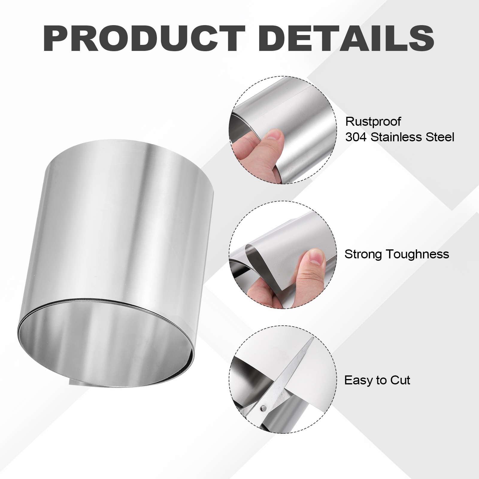 304 Stainless Steel Foil Roll 0.15mm x 80mm x 1m Metal Strip Sheet Silver Tone