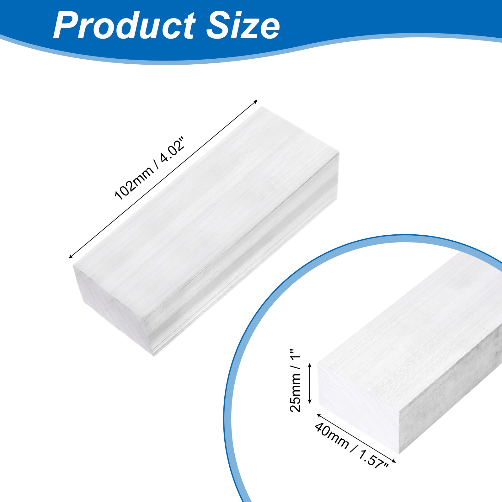 Square Aluminum Flat Bar, 1″ Thickness 1-9/16″ Width 4″ l with Glove