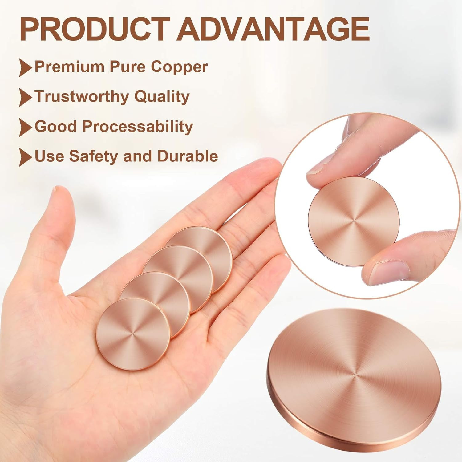 10 Pcs Copper round Discs 1-1/4″ Dia. X 1/8″ Thick Solid Blank with Velvet Stora