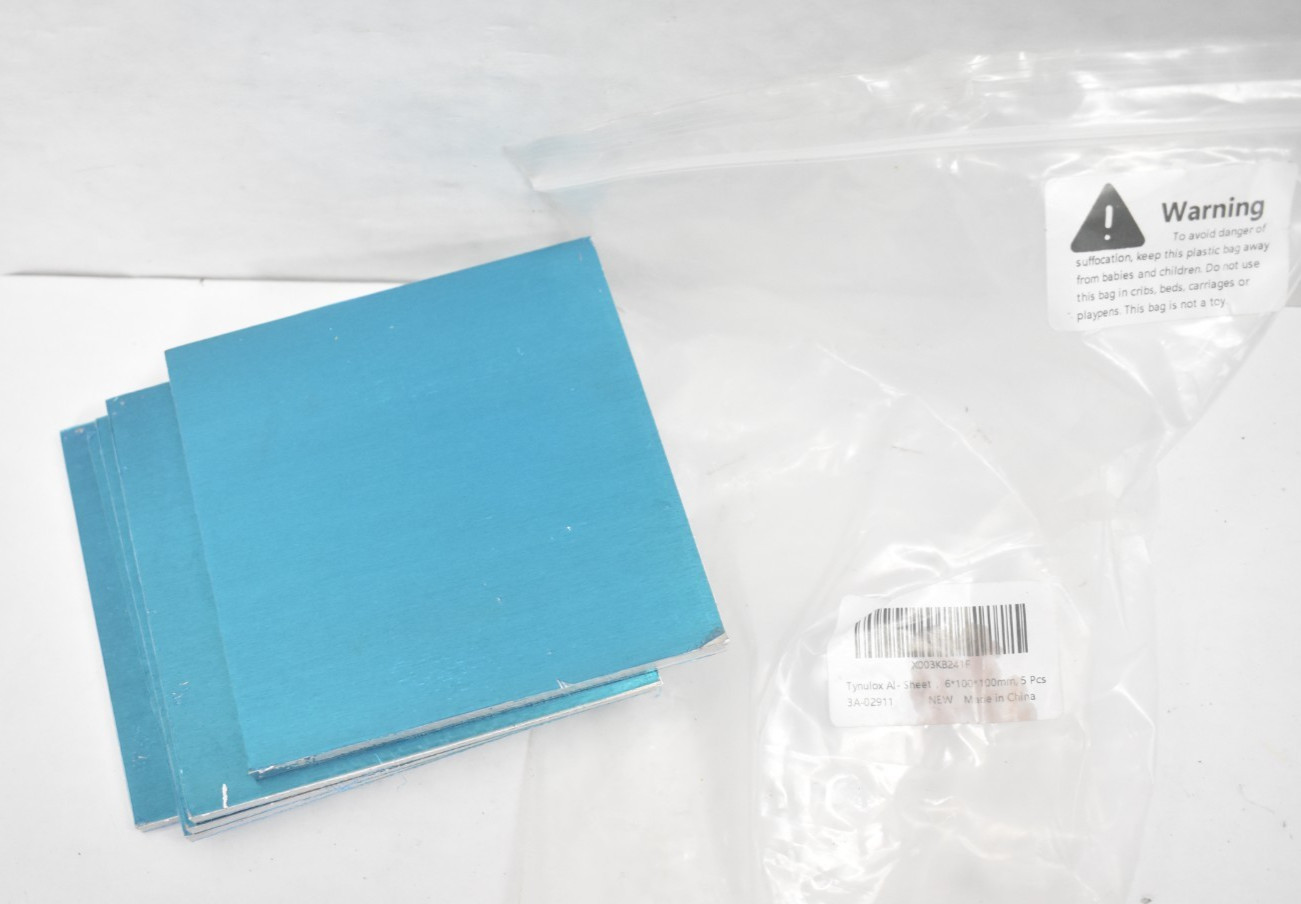 Lot of 5 Tynulox Aluminum Sheet Metal 6mm x 100mm x 100mm Replacements Set