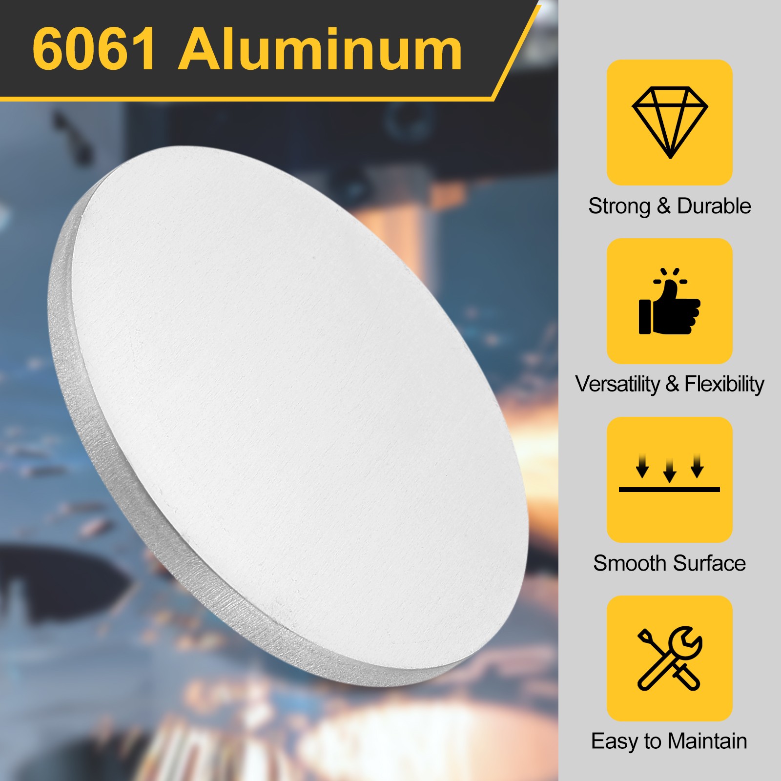 2Pcs Aluminum Disc 2″(50mm) Dia 0.12″(3mm) Thick Round 6061 Aluminum Sheets