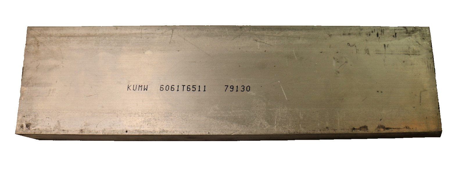 Extruded 6061-T6511 Aluminum Alloy Block Bar measuring 15″x 2″x4″ end cut 45*