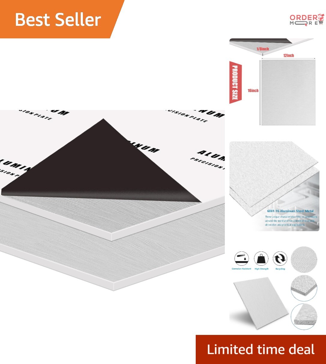 2PCS Aluminum Sheets 12″x16″ 1/8″ Thick Heavy Duty for DIY Projects & Repairs